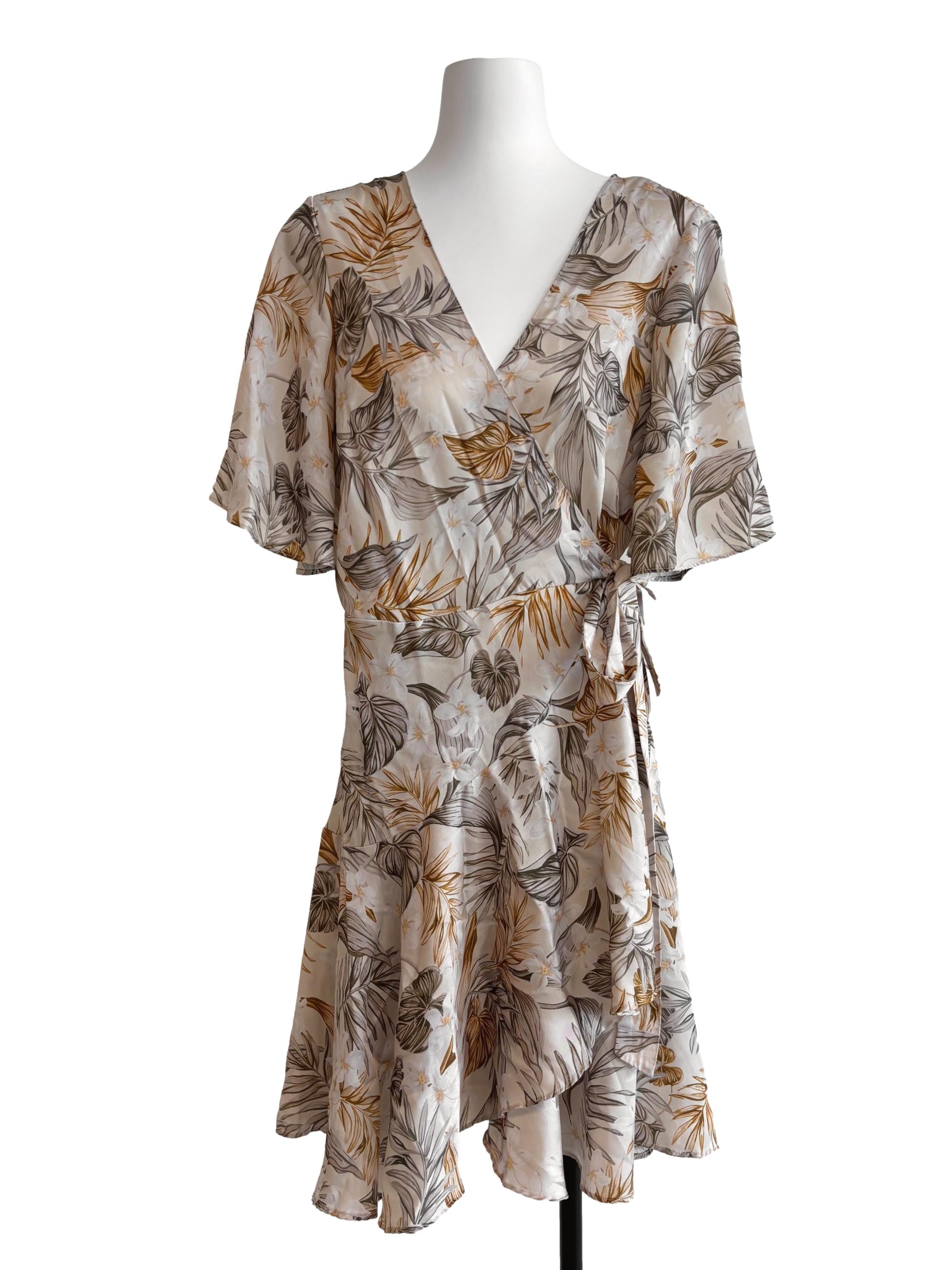 Alabaster White Printed Wrap Dress