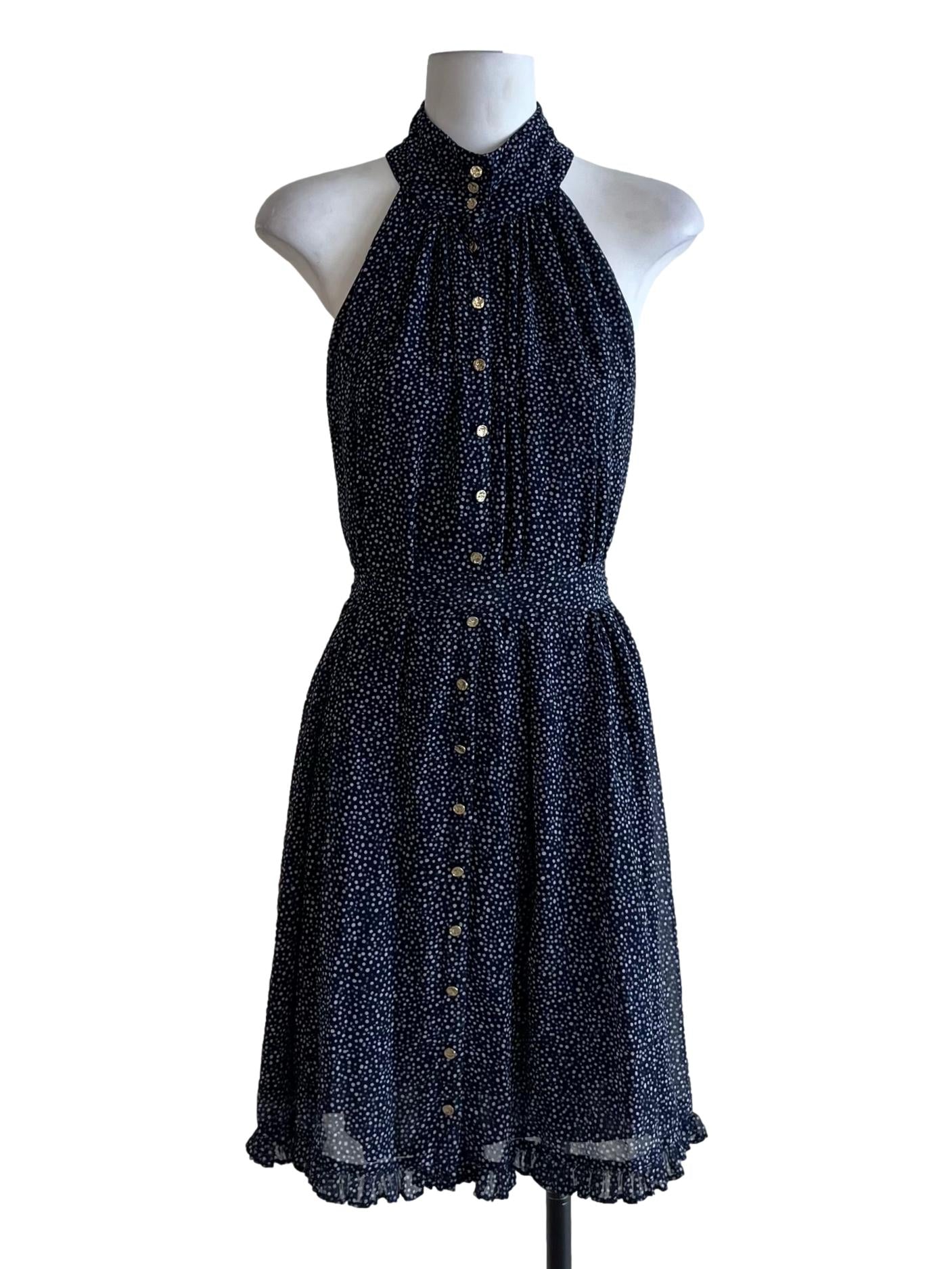 Navy Blue Polka Dot Shift Dress