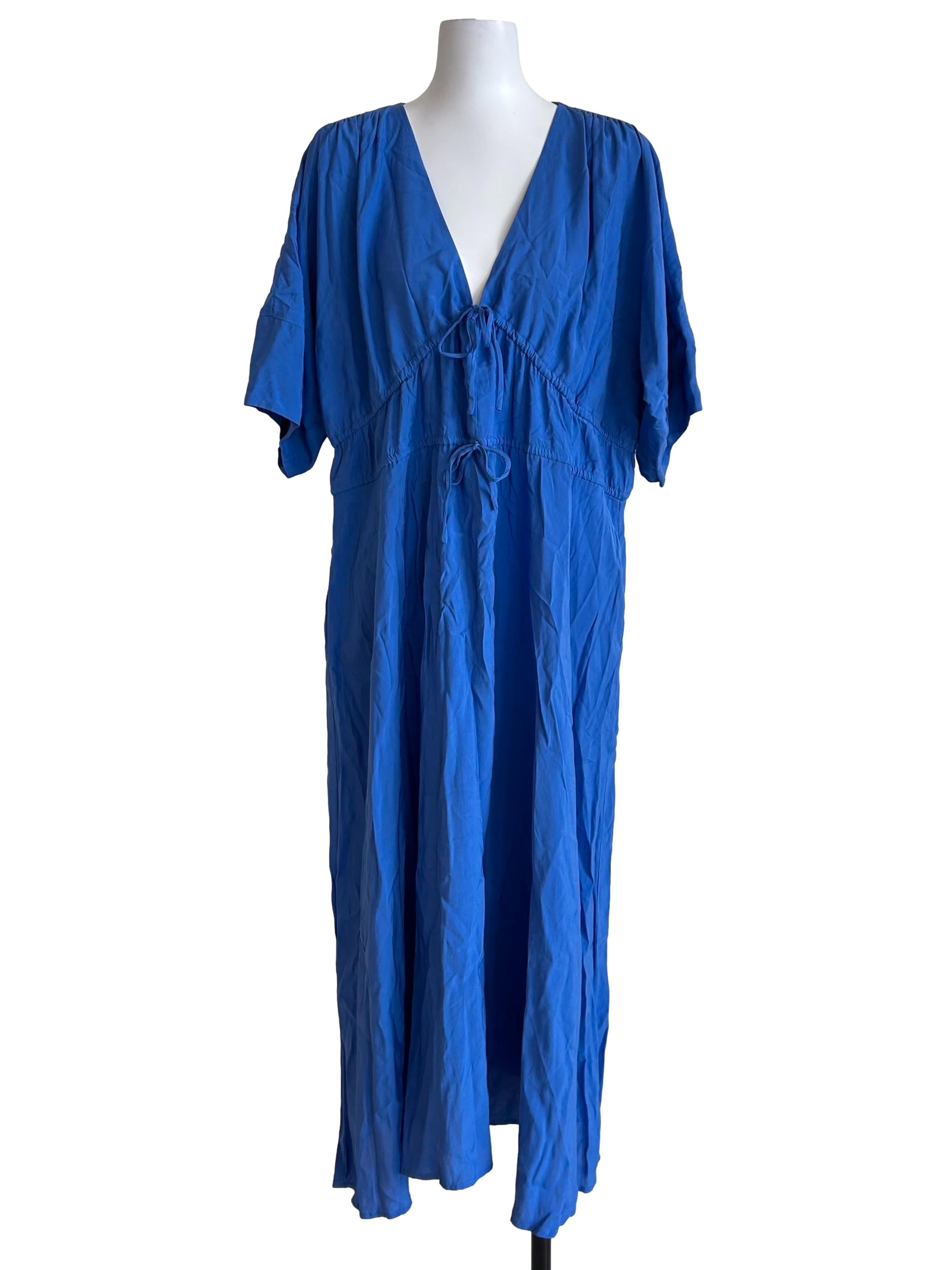 Royal Blue Drawstring Midi Dress GA