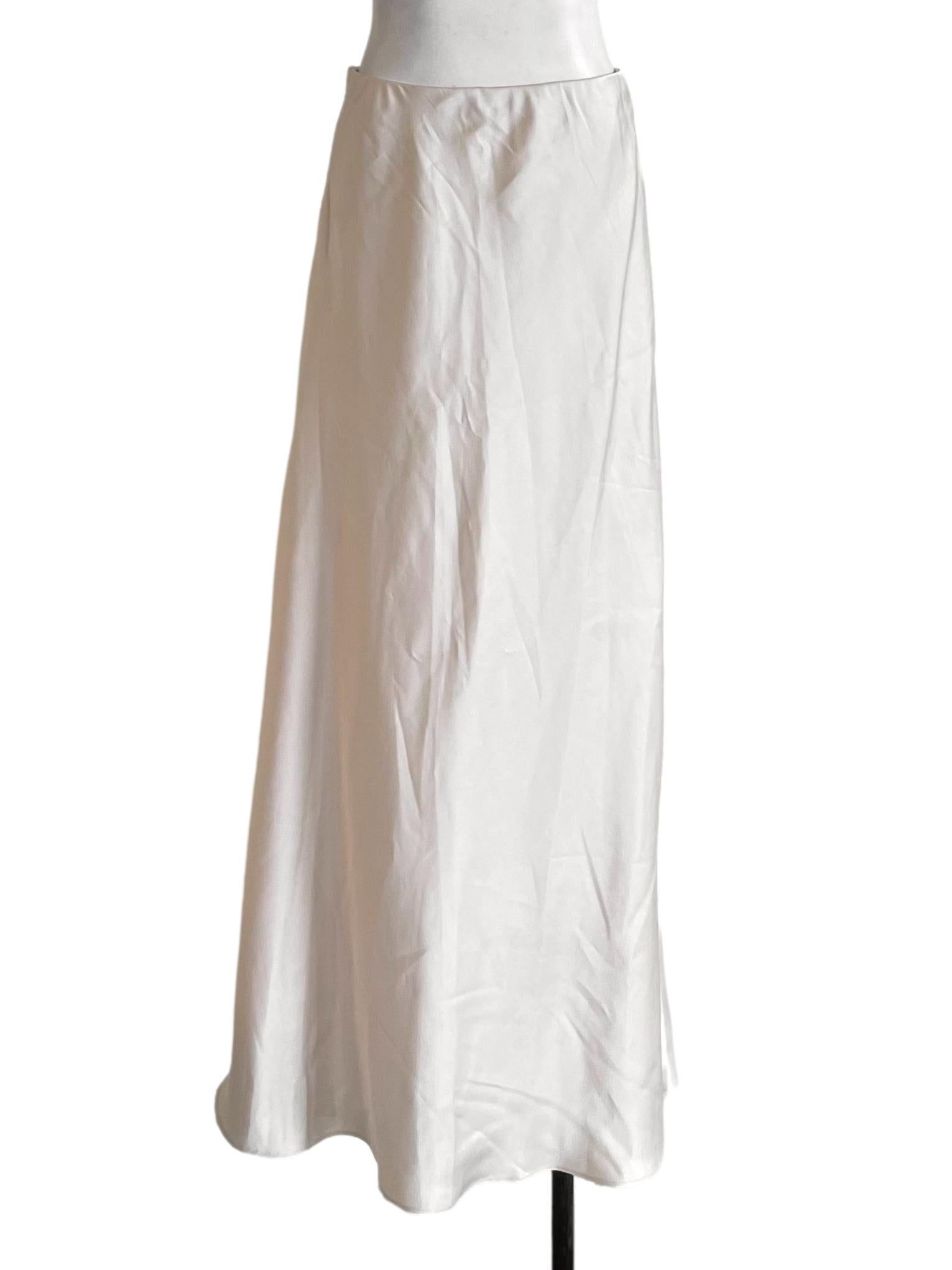 Alabaster White Satin A-Line Skirt