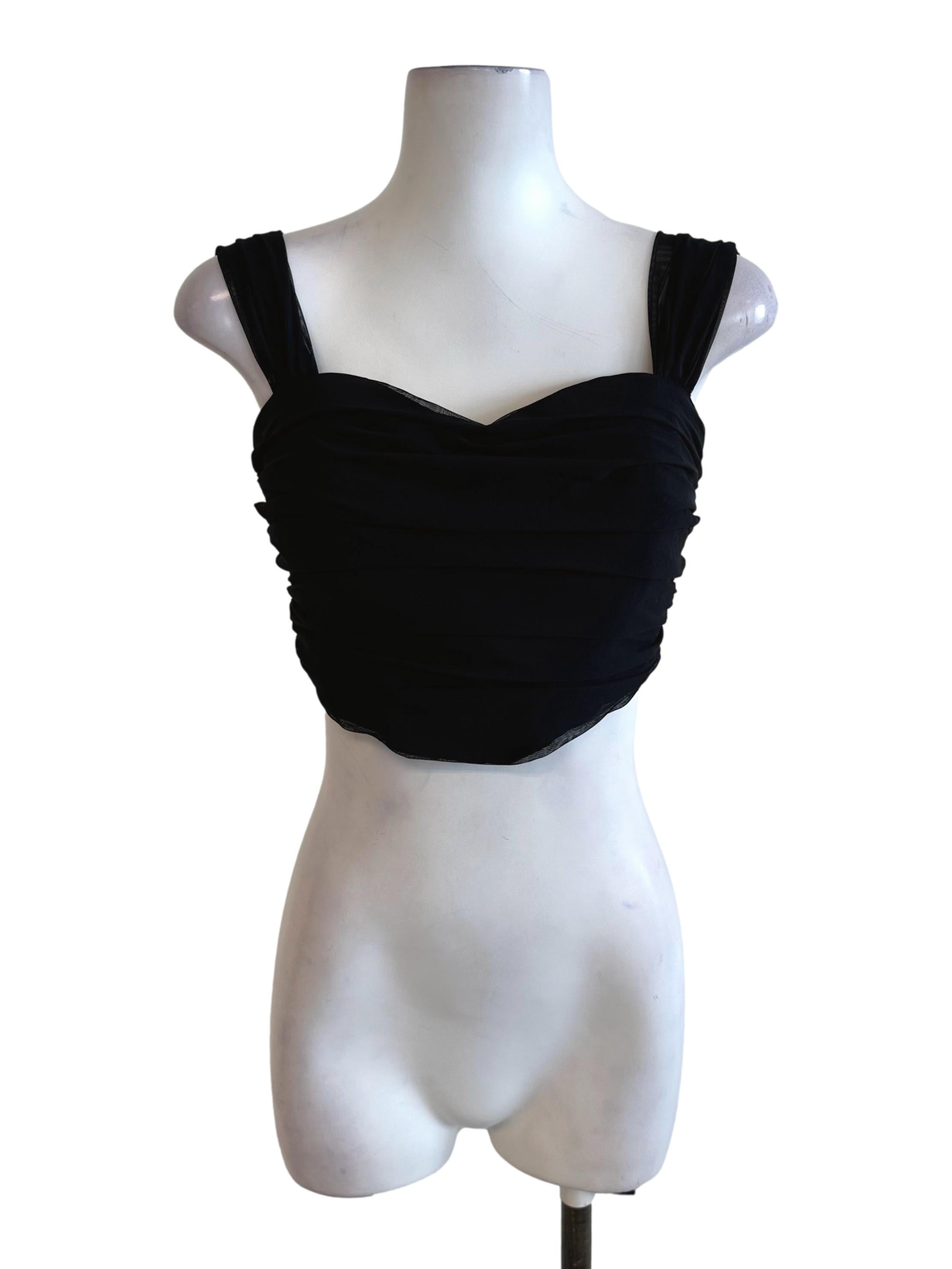 Onyx Black Sweetheart Mesh Net Top