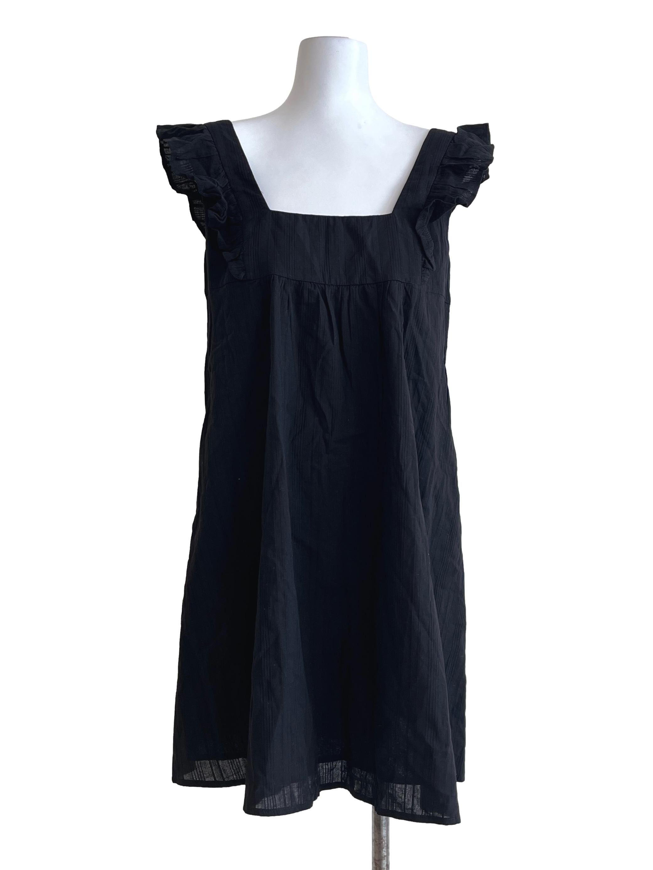 Ink Black Square Shift Sleeveless Dress LB