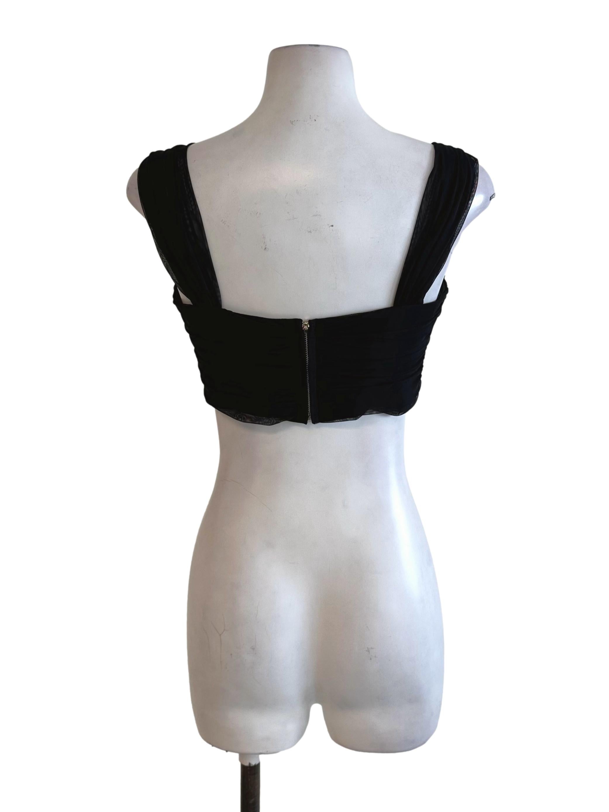 Onyx Black Sweetheart Mesh Net Top