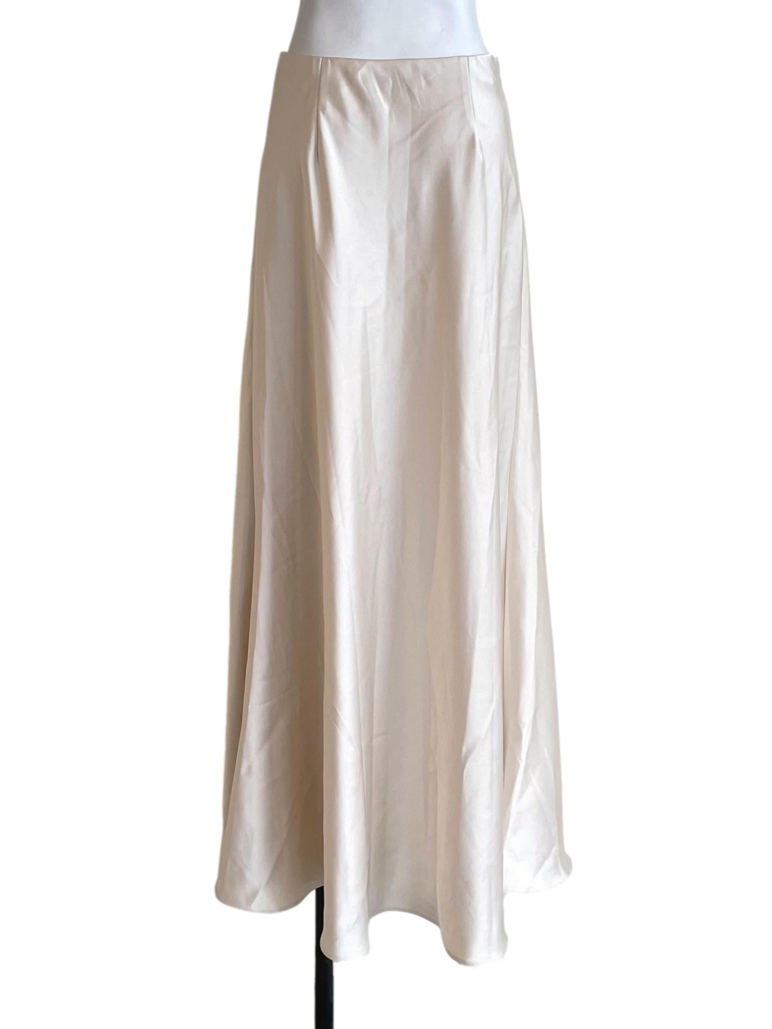 Alabaster White Satin A-Line Skirt