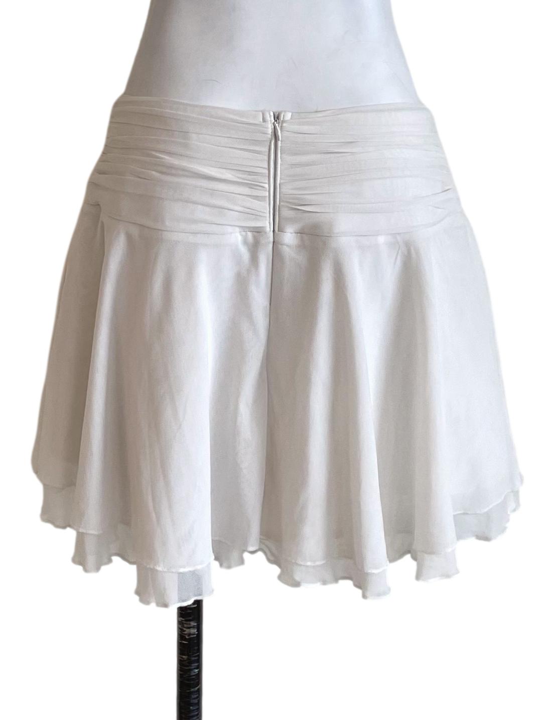 White Mesh Layer Mini Skirt