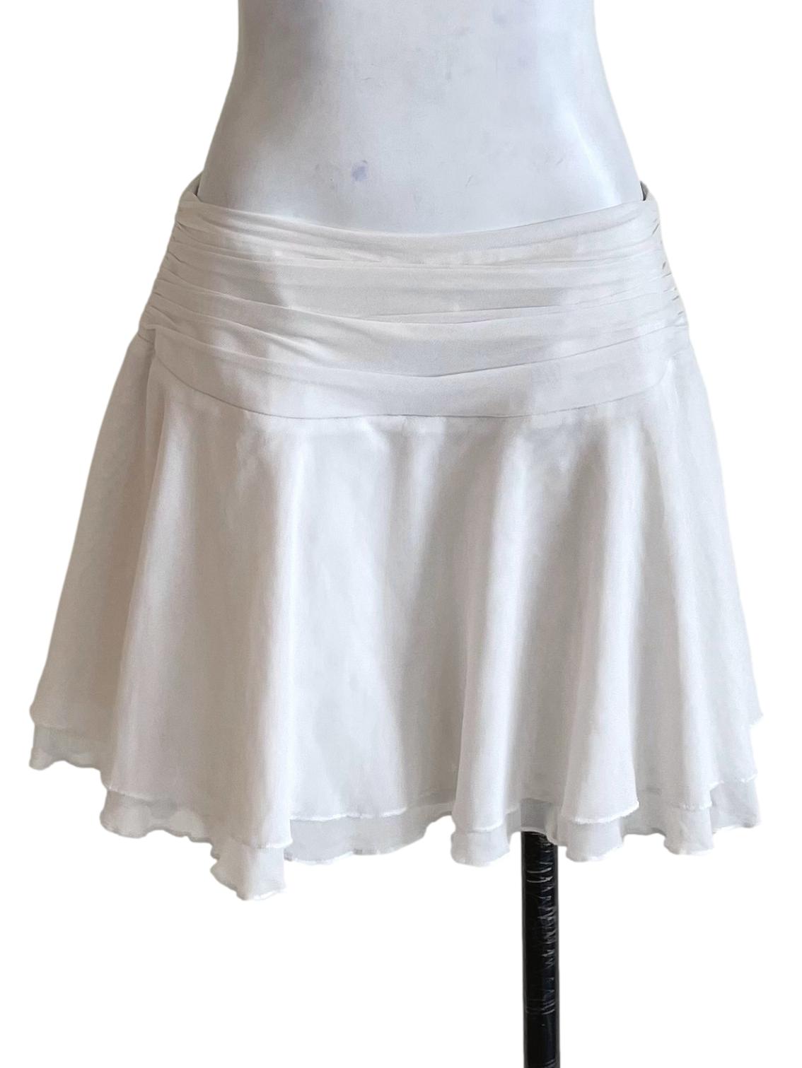 White Mesh Layer Mini Skirt