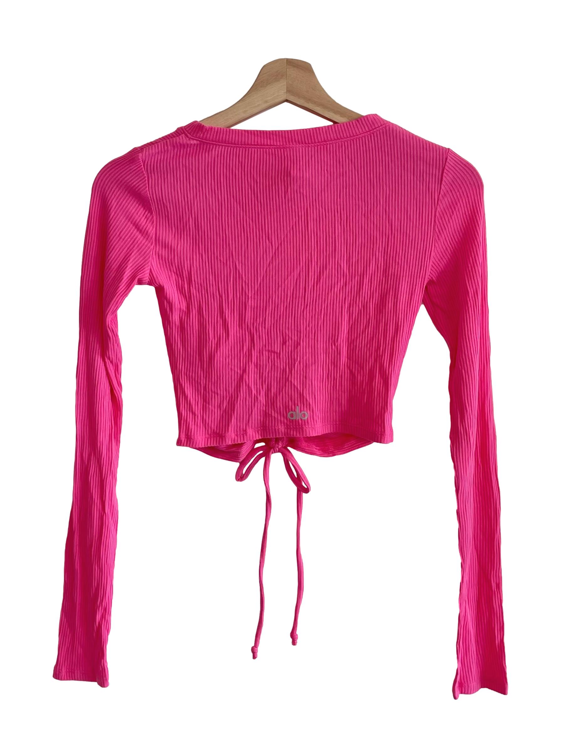 Hot Pink Scrunch Long Sleeves Top