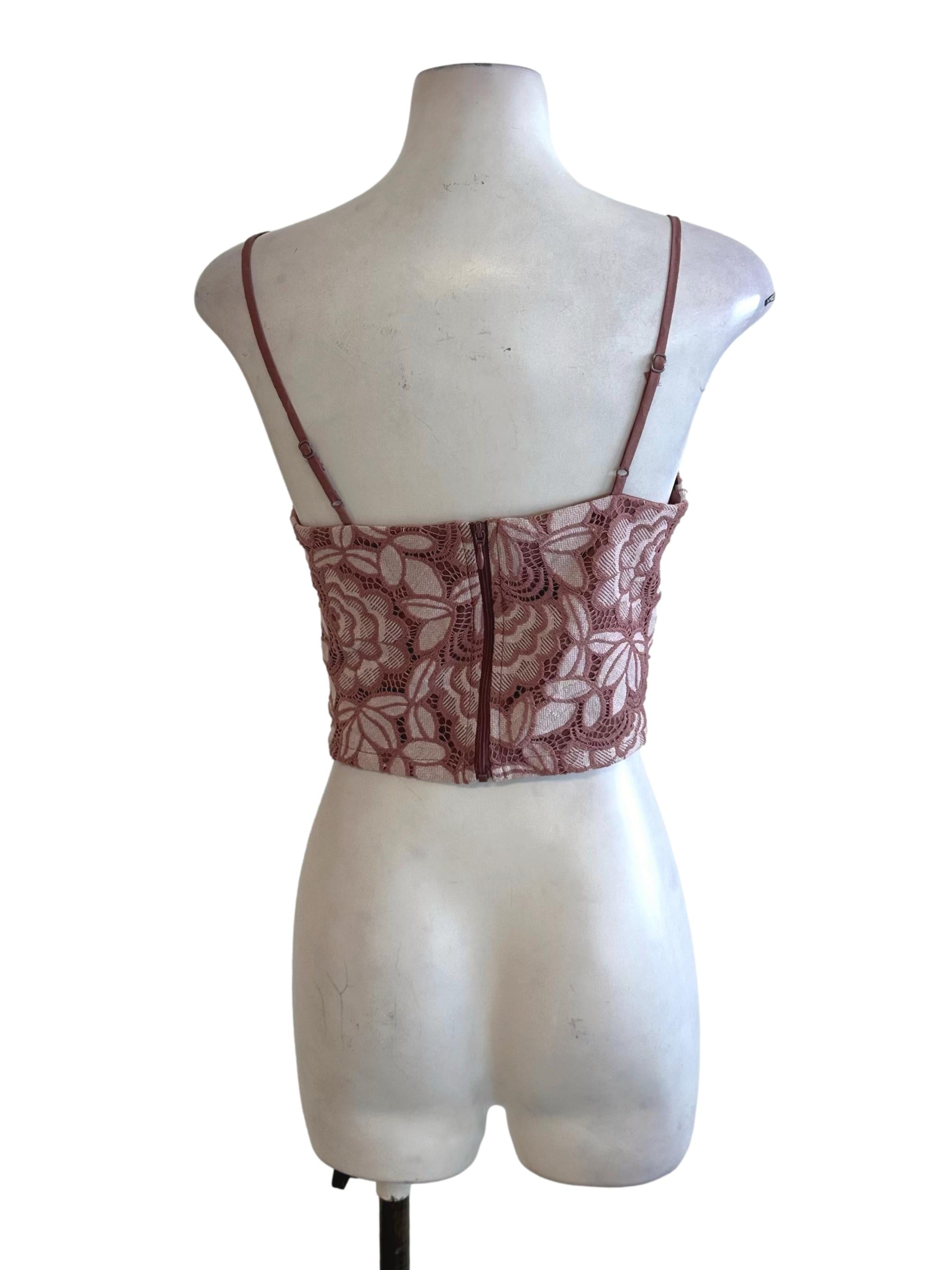 Rose Pink Lace Spaghetti Strap Top