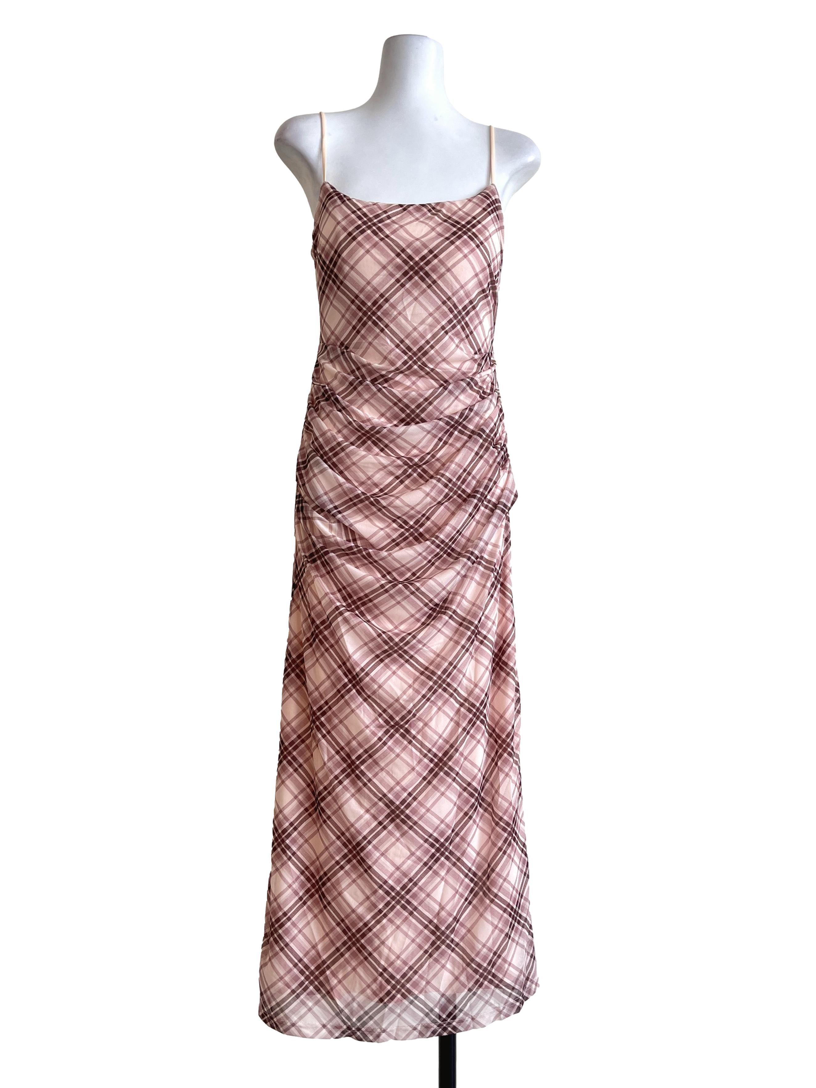 Peach Pink Spaghetti A-Line Dress