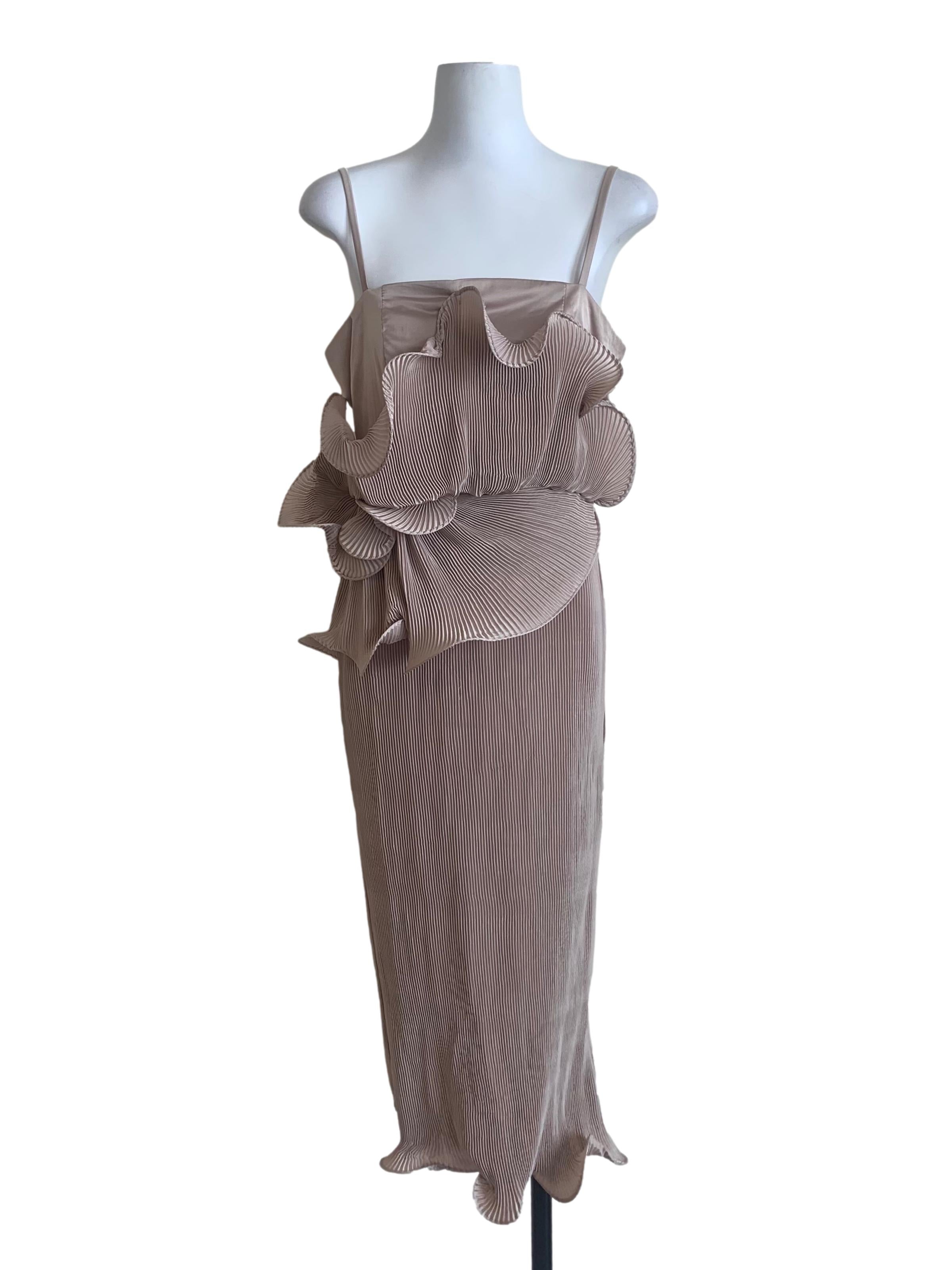 Tortilla Brown Pleated Textured Dress