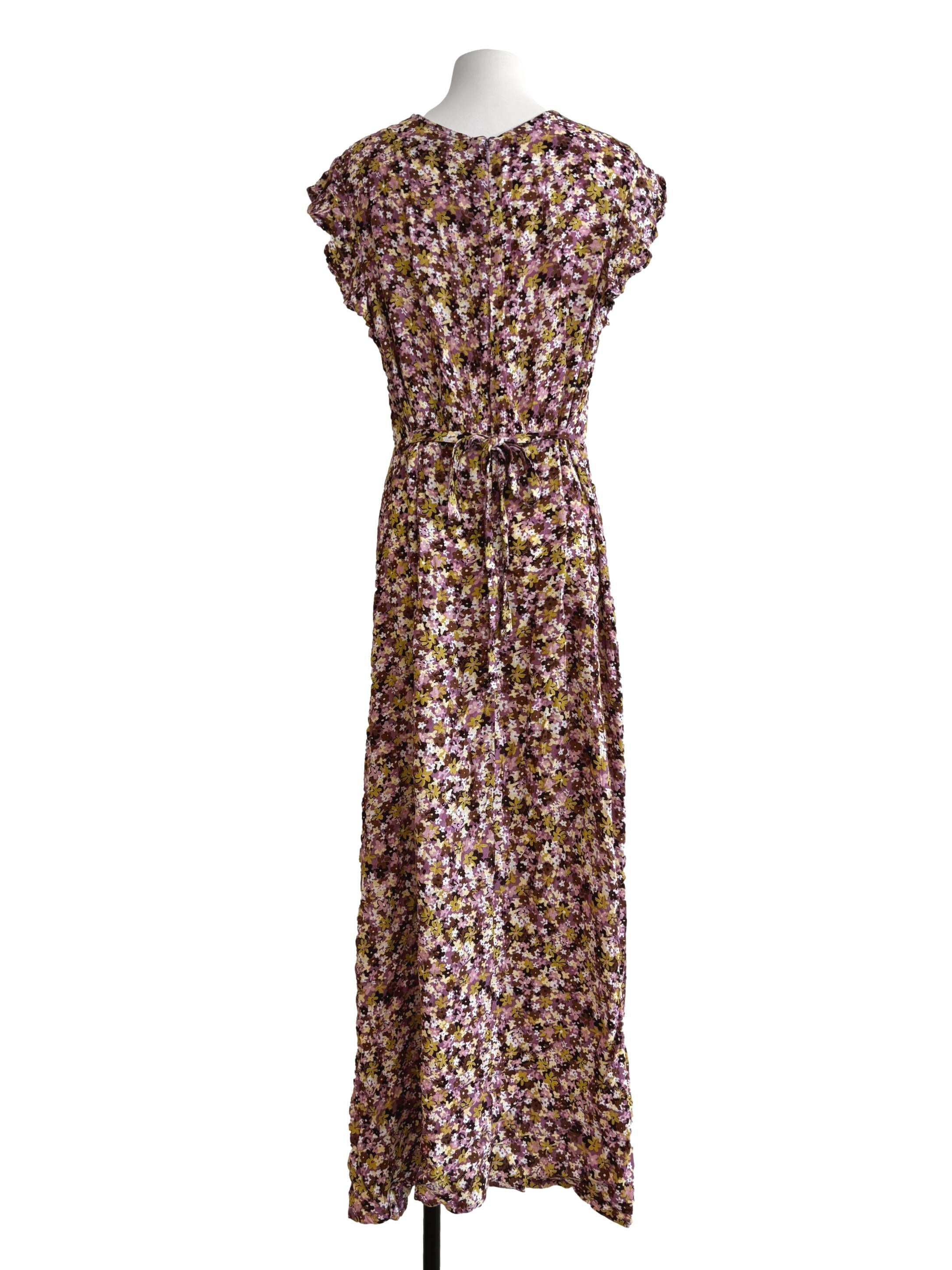 Brown Sepia Pink Floral Sundress