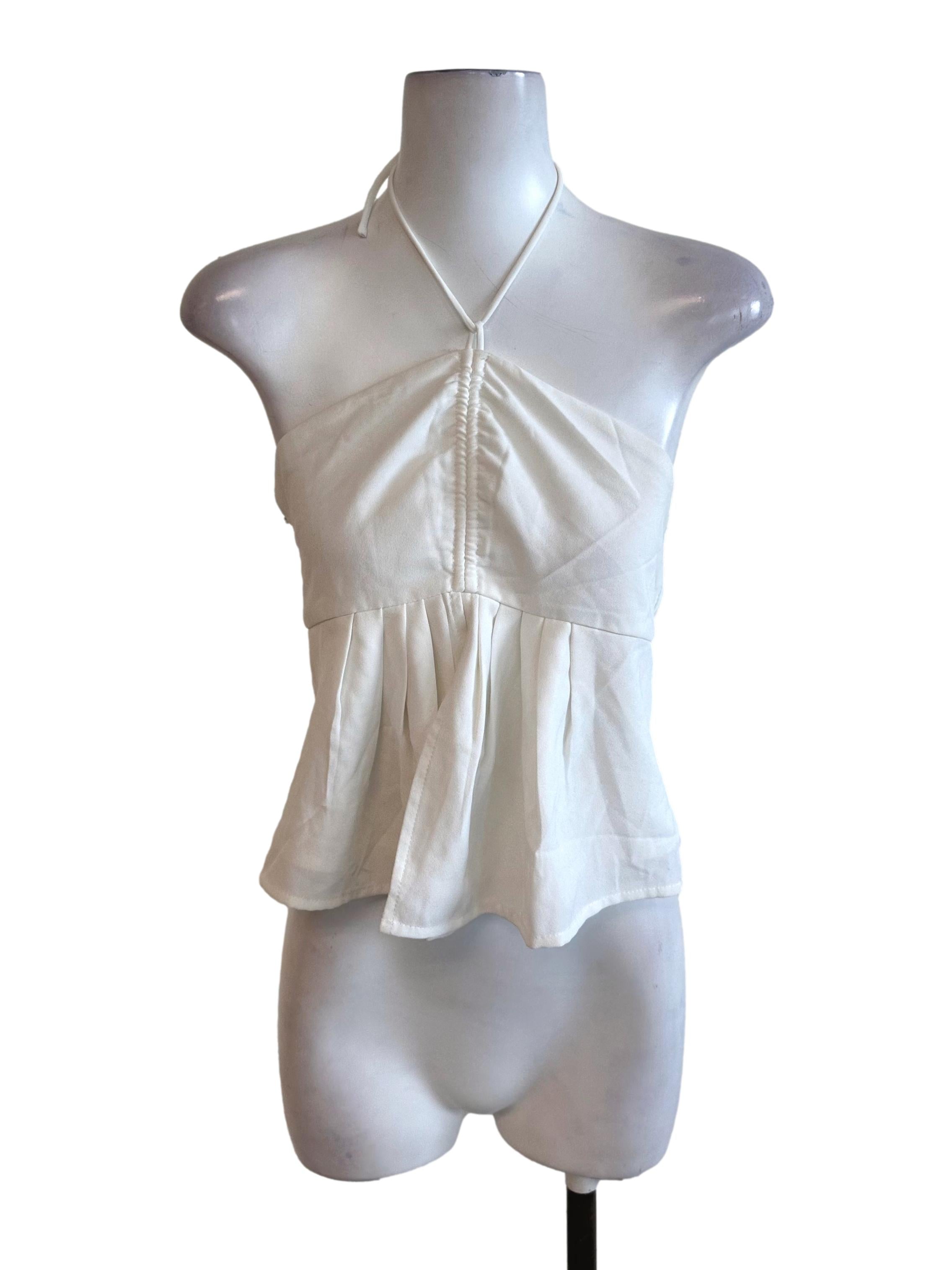 Pearl White Halter Peplum Top TTR