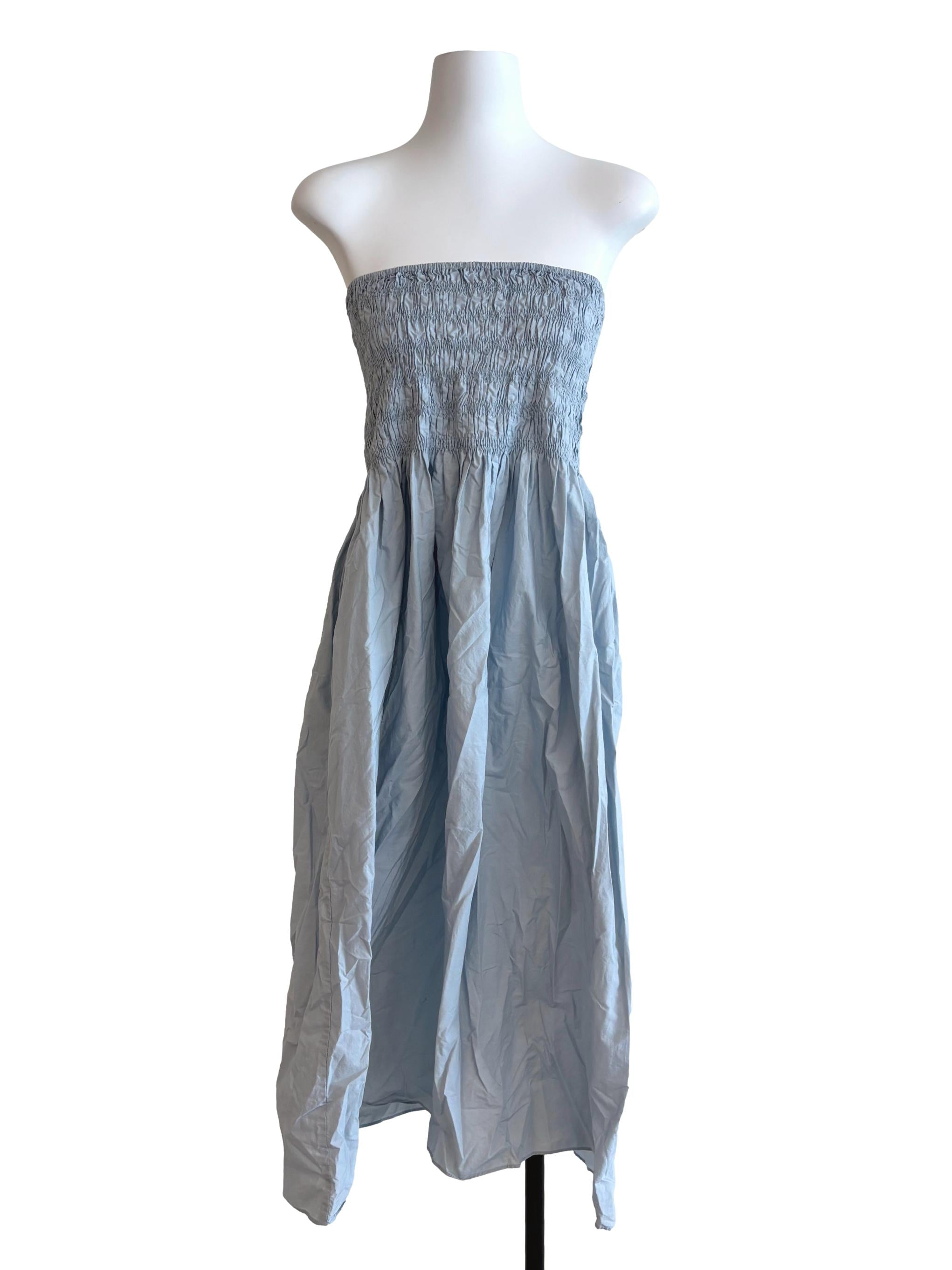 Baby Blue Strapless Cotton Dress