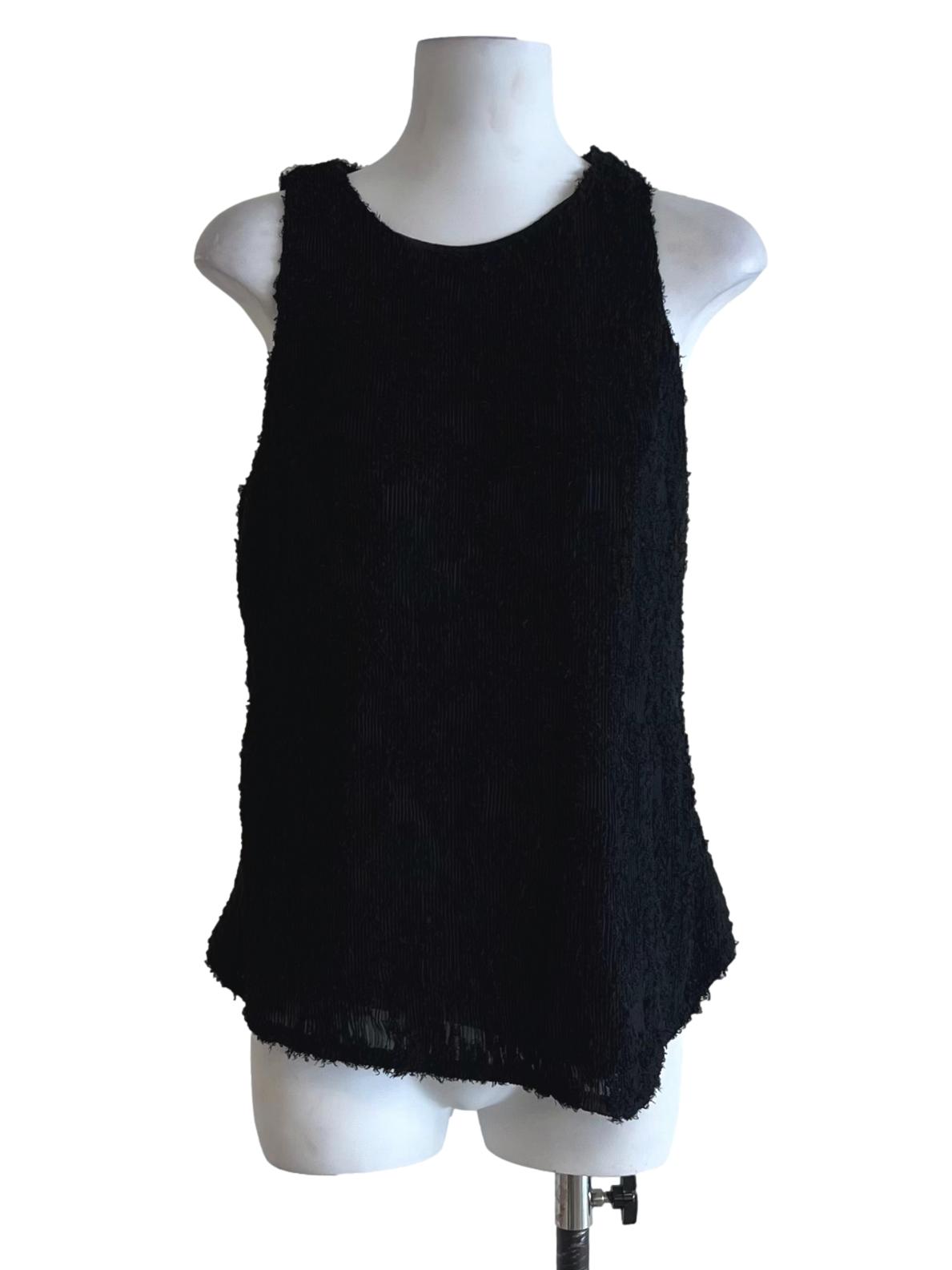 Black Pleated Sleeveless Top