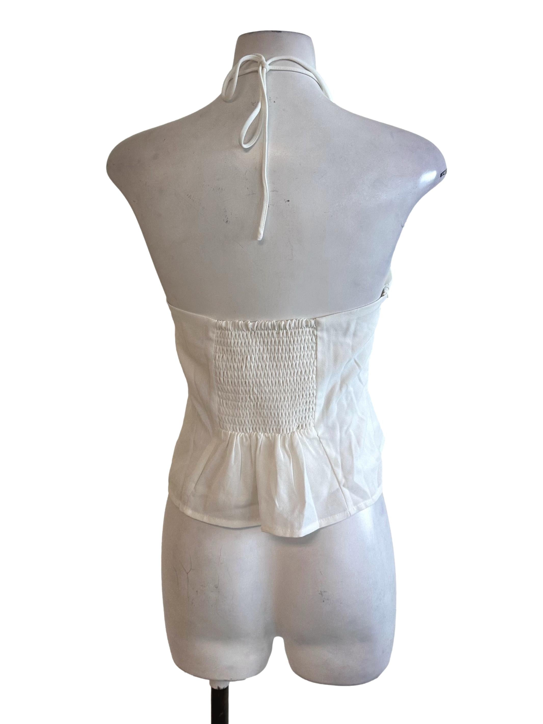 Pearl White Halter Peplum Top TTR