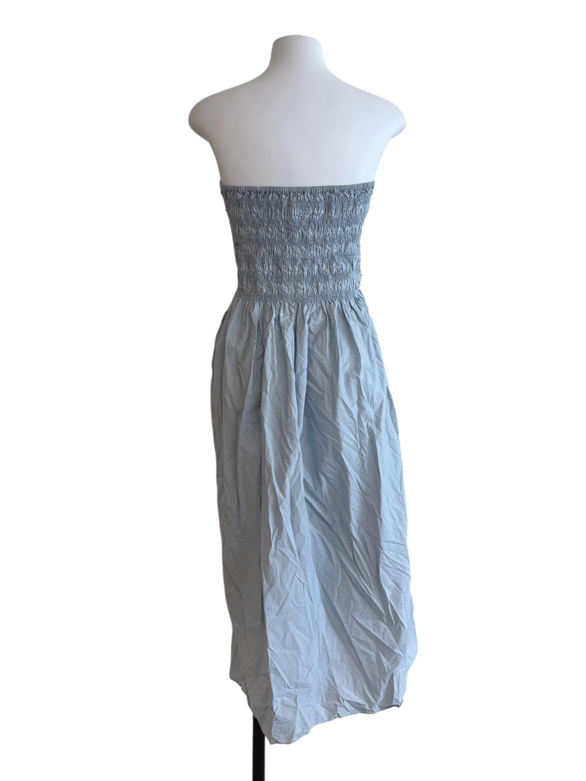 Baby Blue Strapless Cotton Dress