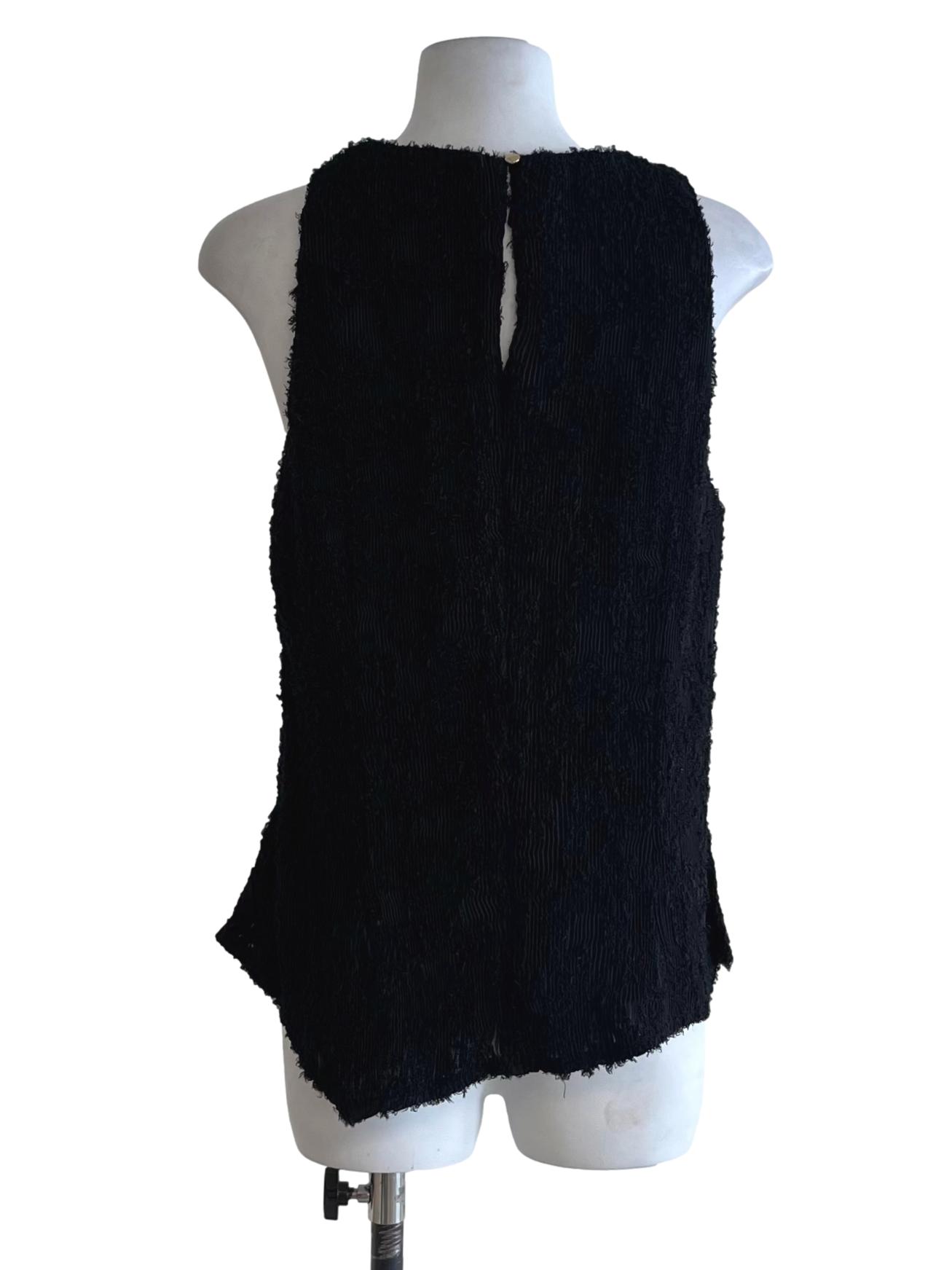 Black Pleated Sleeveless Top