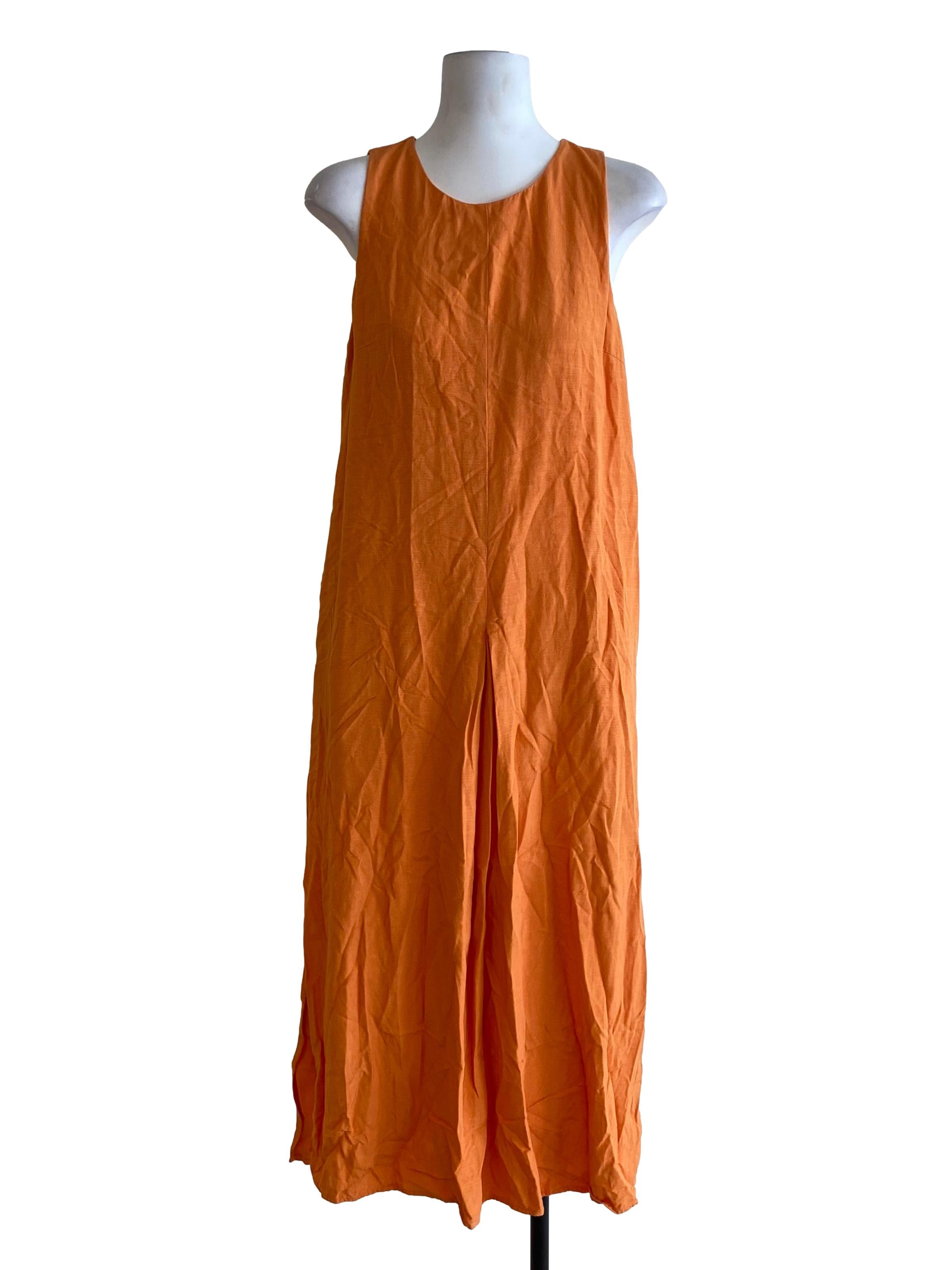 Tangy Orange Front Half Pleat Shift Dress