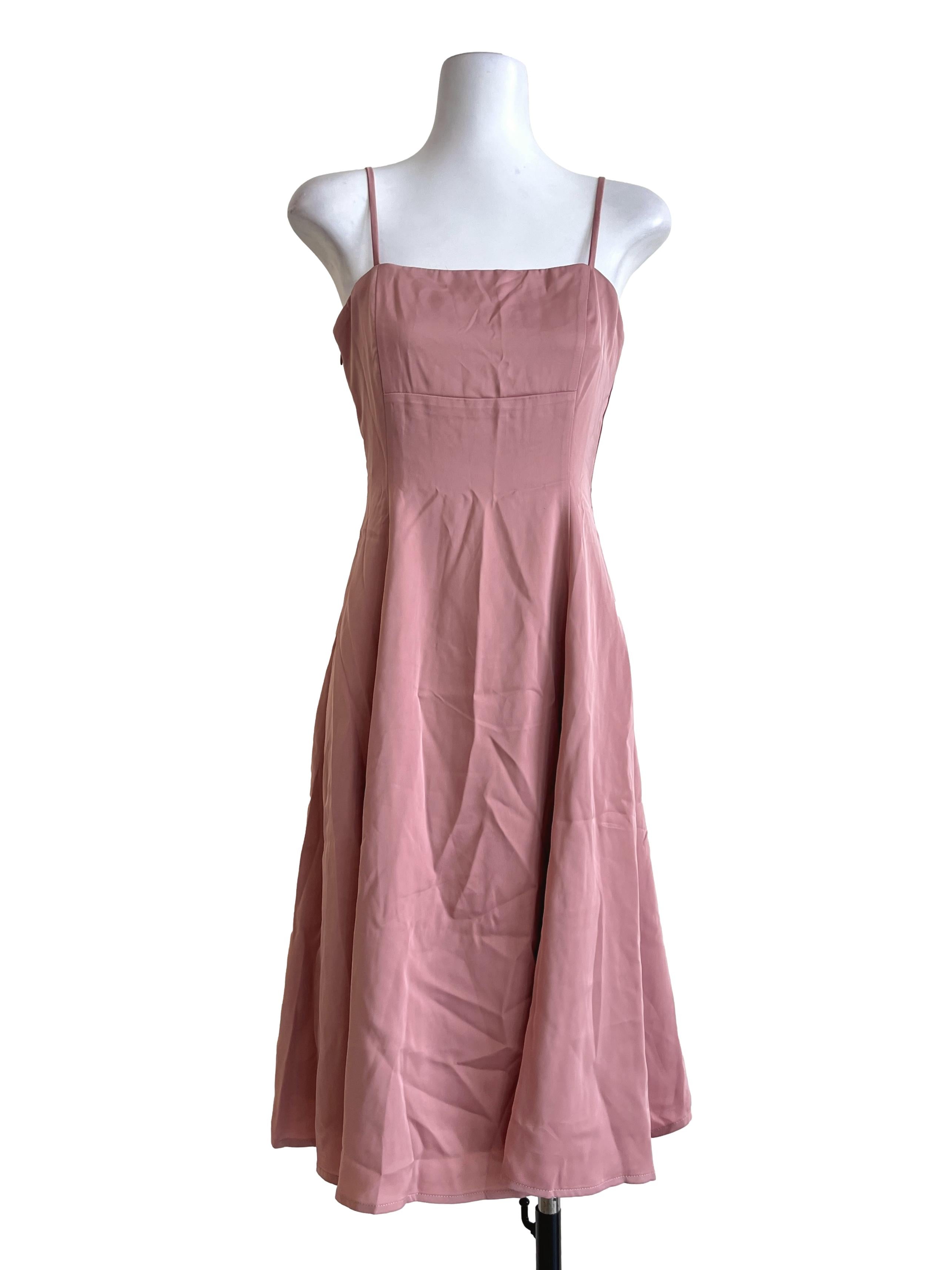 Punch Pink Spaghetti A-Line Dress