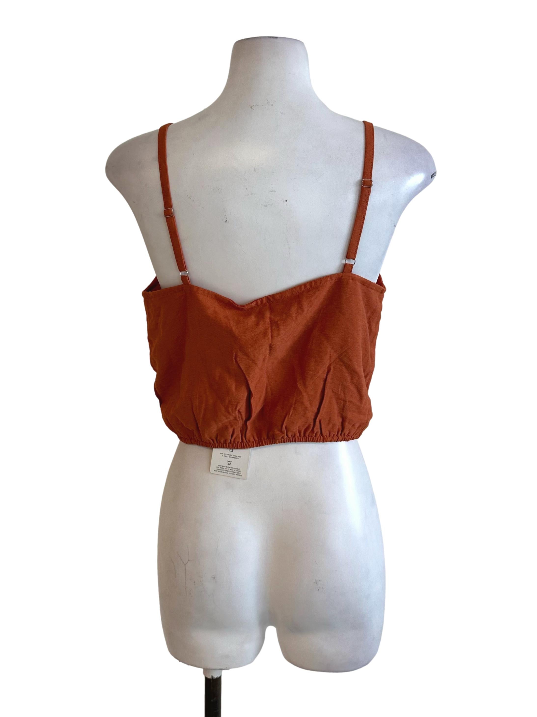 Brick Orange Square Neck Front Tie Top TTR