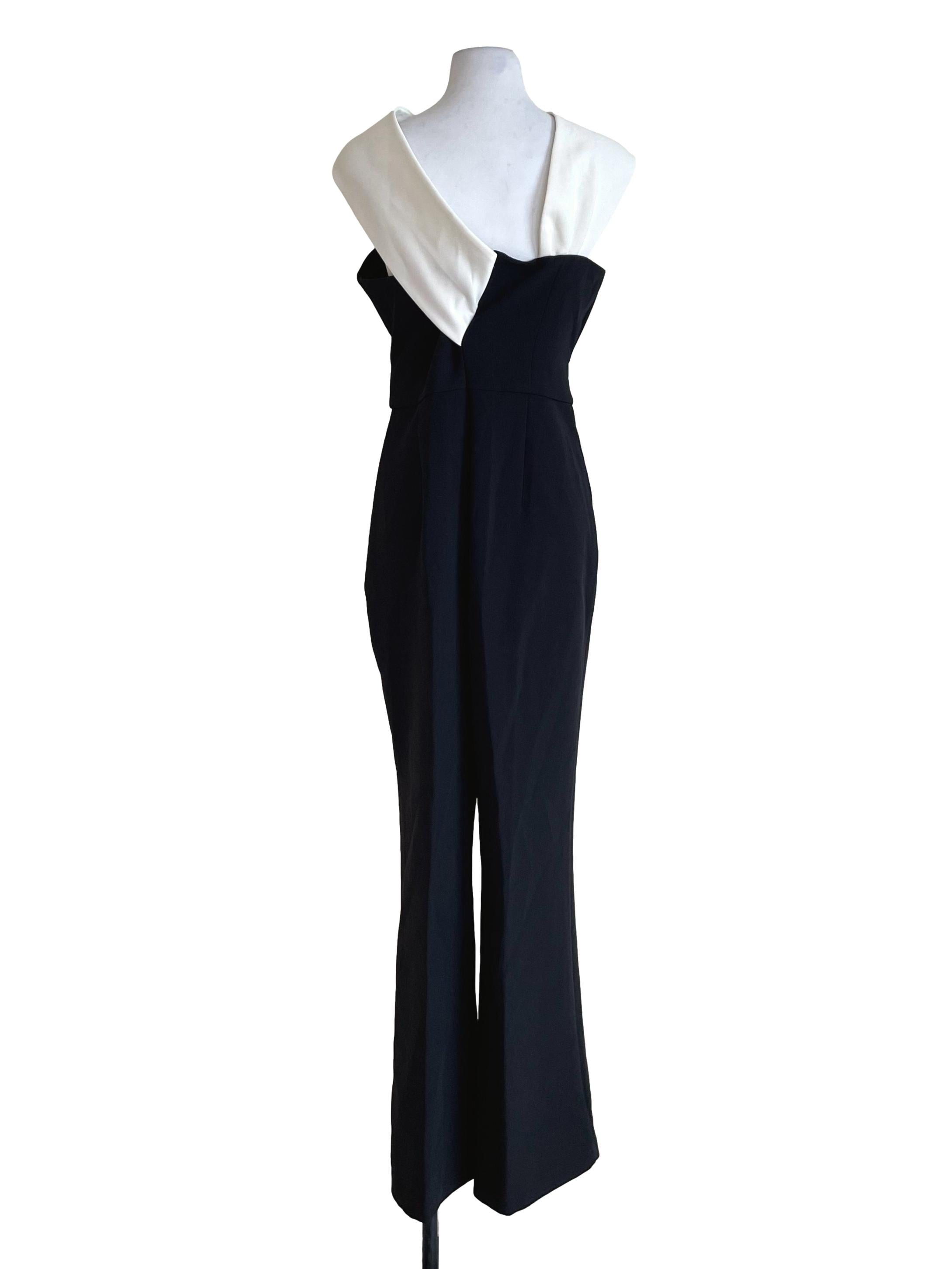 Black & White Crossed Shoulders Jumpsuit
