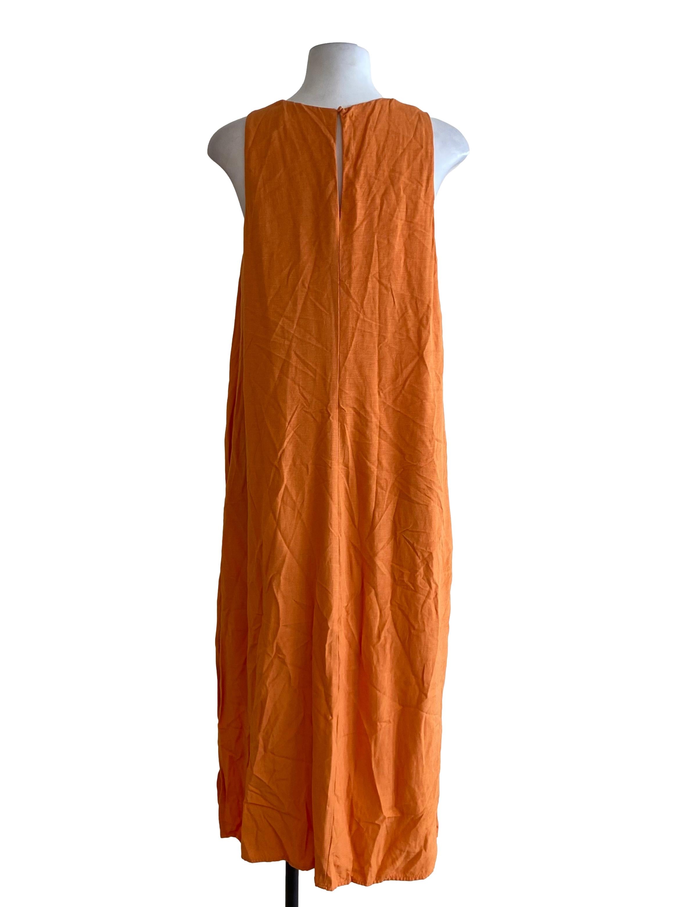 Tangy Orange Front Half Pleat Shift Dress