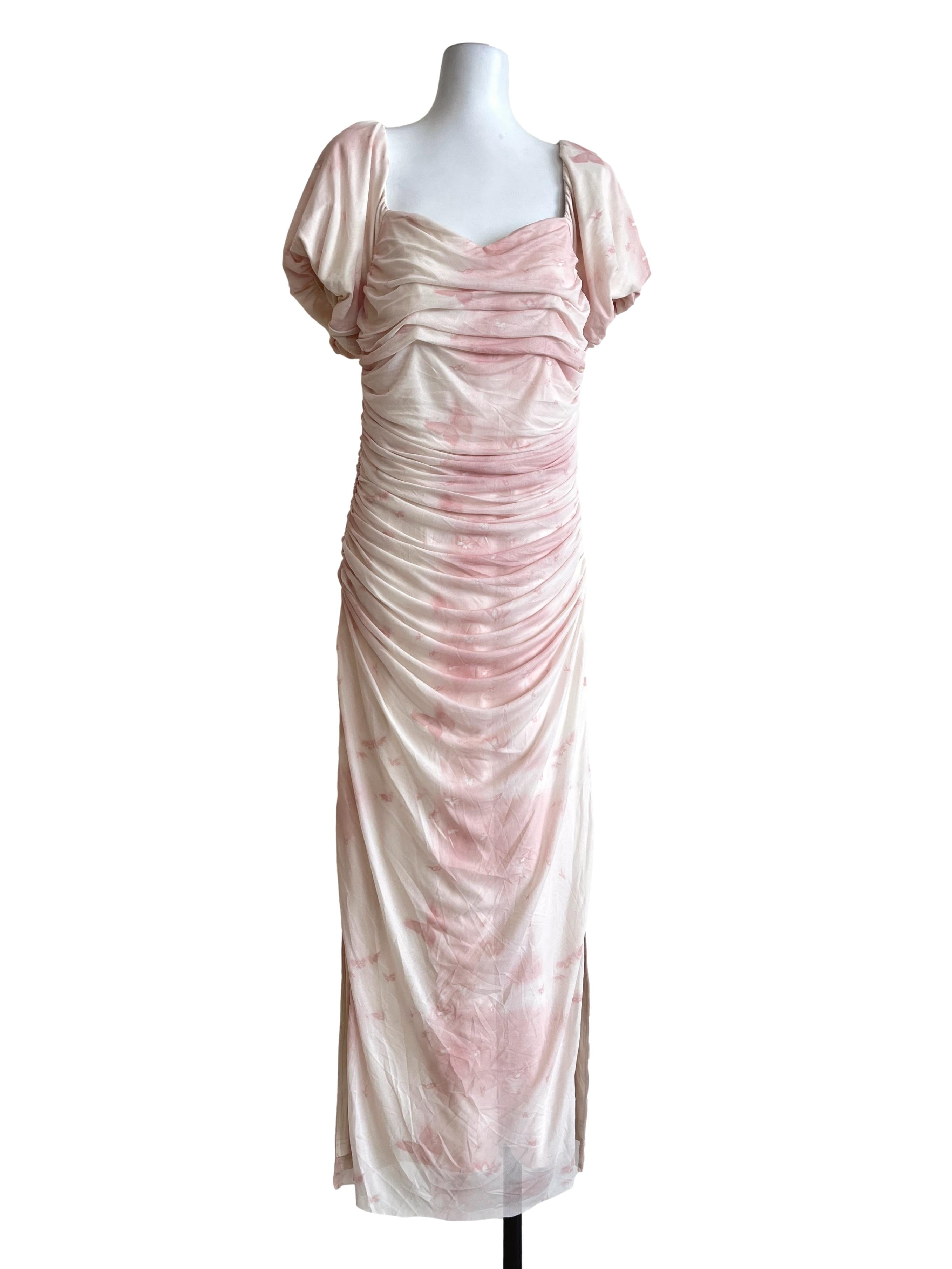 Lemonade Pink Sweetheart Puff Sleeve Bodycon Dress