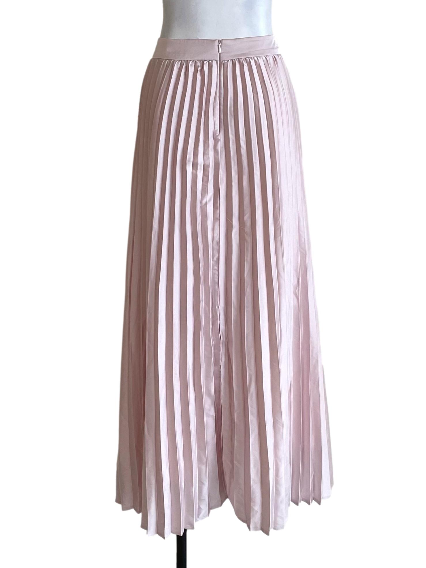Pale Pink Satin Accordion Skirt