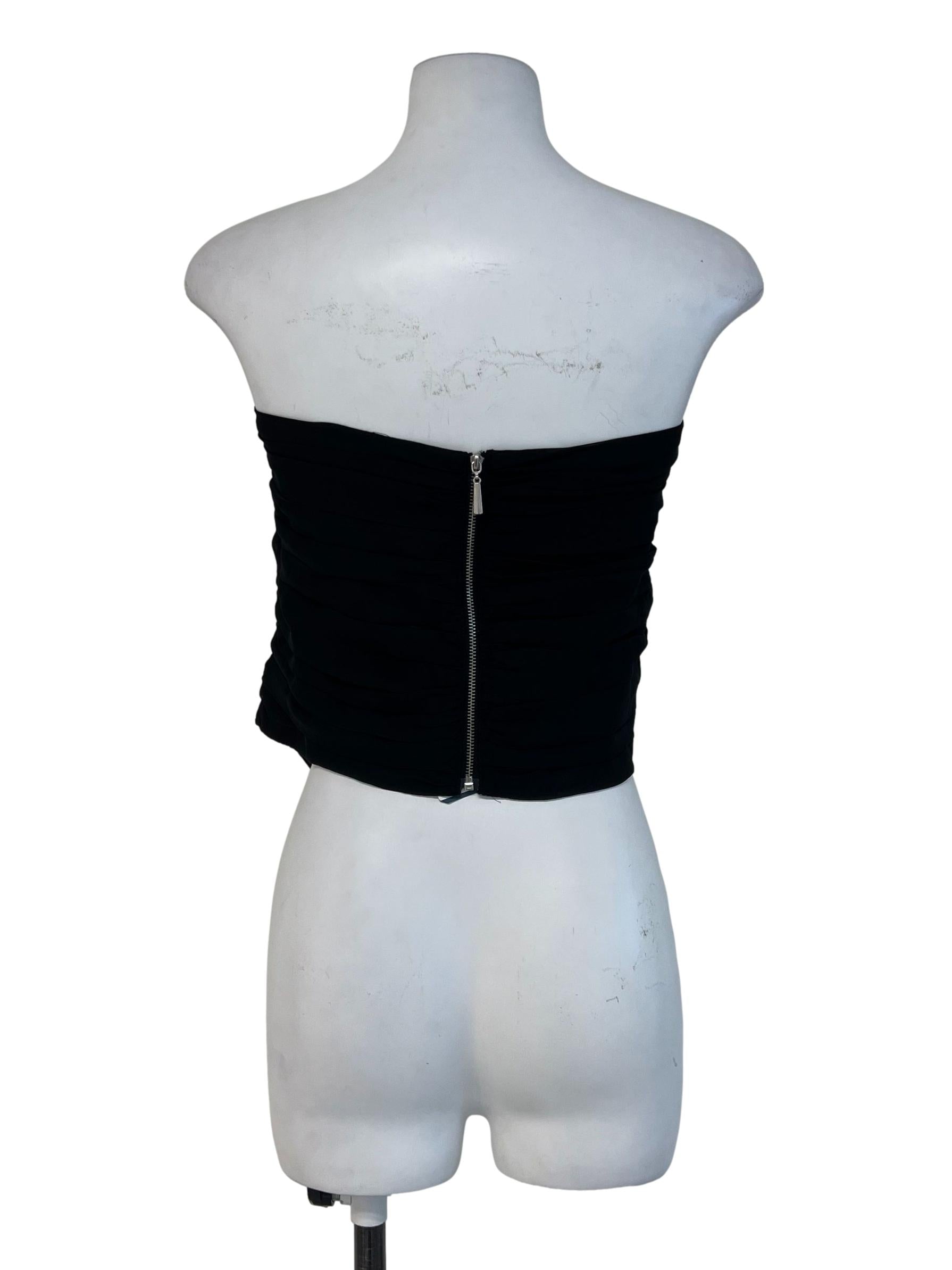 Arcade Black Ruffle Strapless Top | REFASH