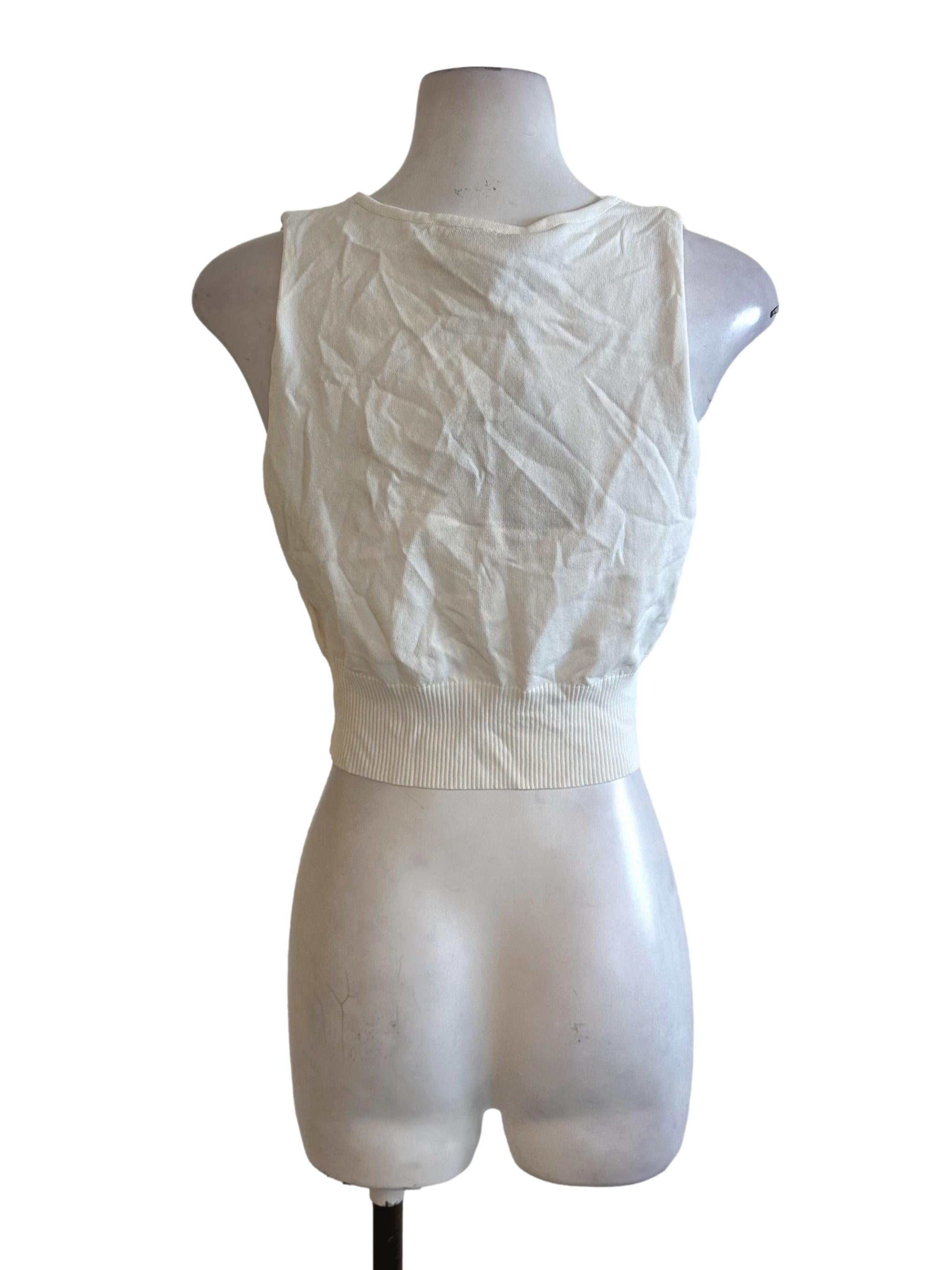 Ivory White V Neck Knit Top LB