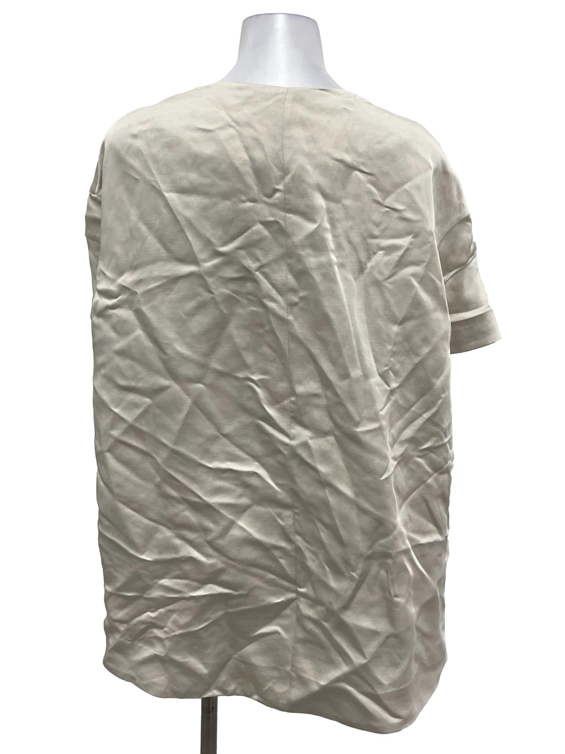 COS Beige Roundneck Hook Front Top