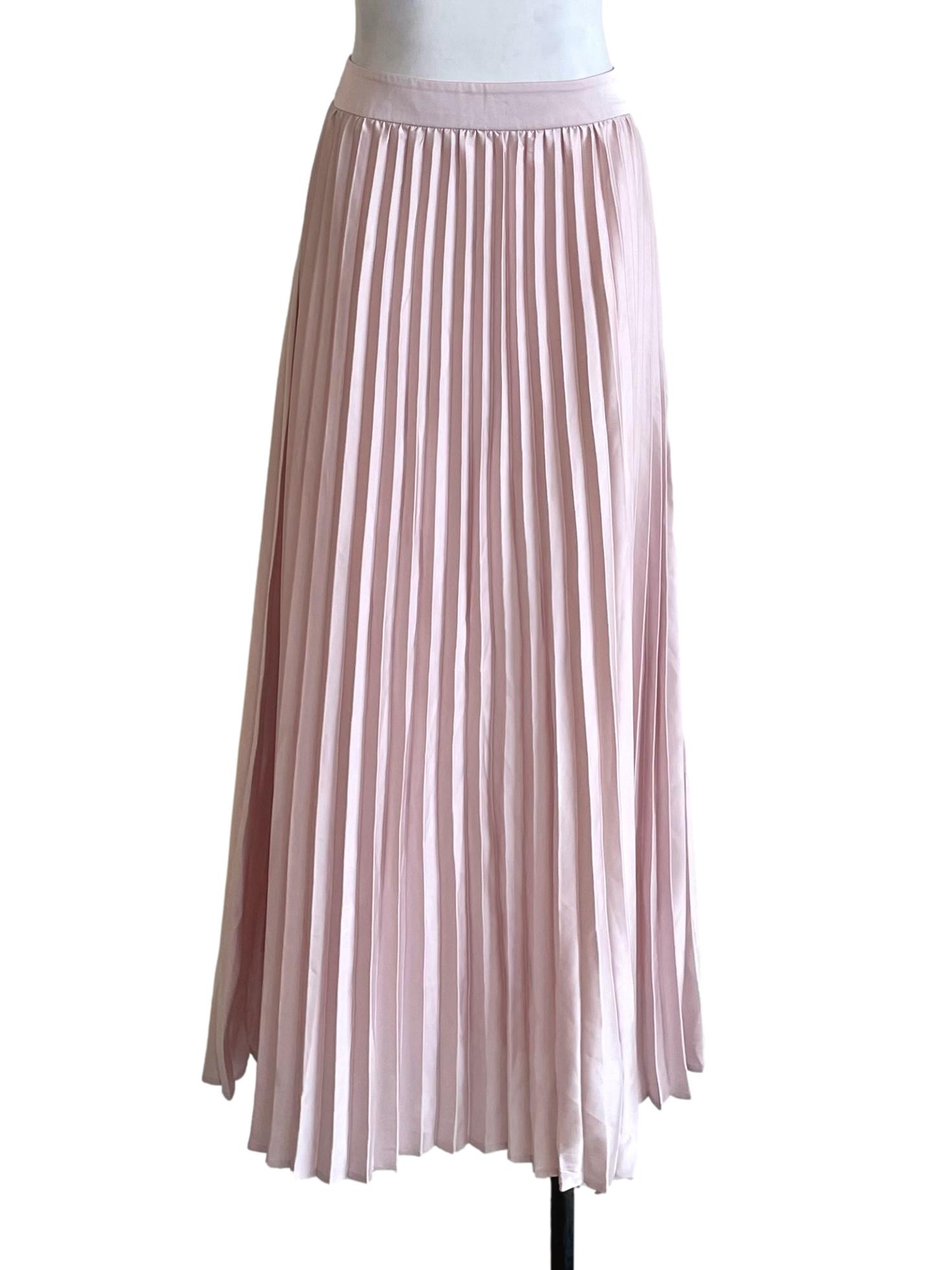Pale Pink Satin Accordion Skirt