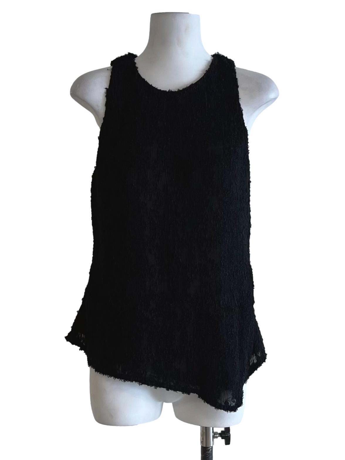 Black Pleated Sleeveless Top
