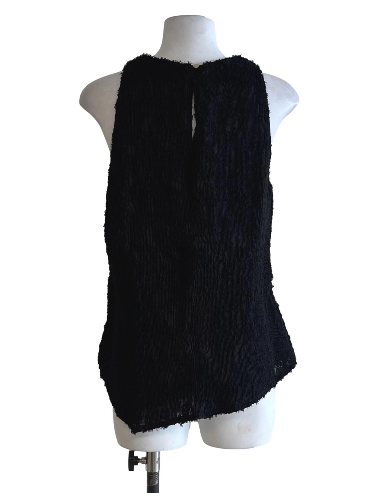 Black Pleated Sleeveless Top