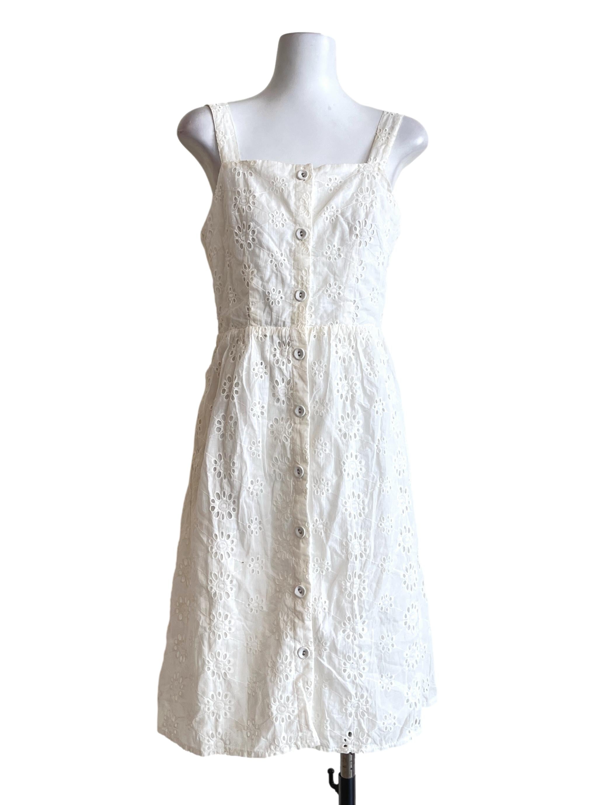 Pearl White Square Sleeveless A-Line Dress TTR