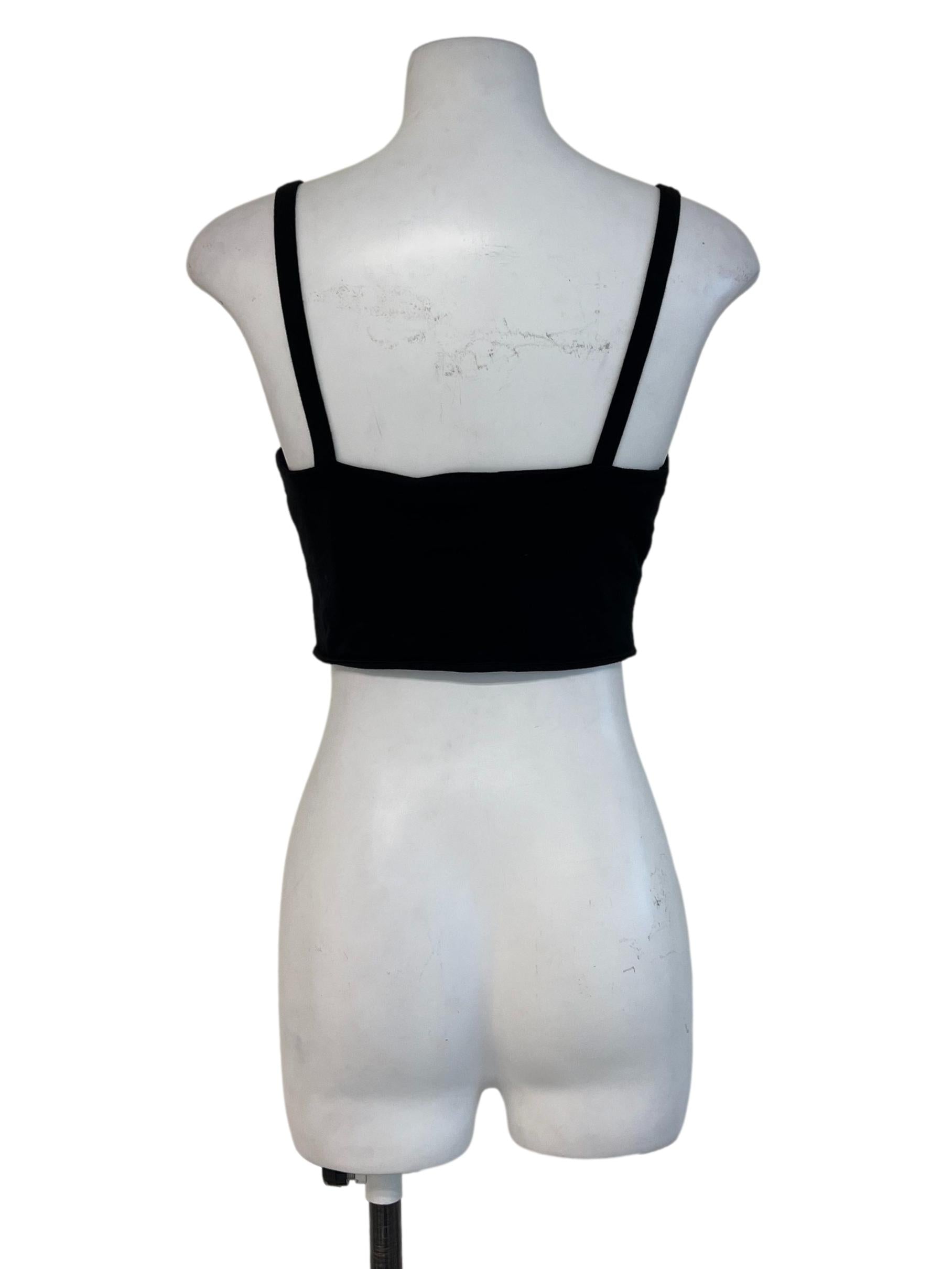 Zara Black Ribbon Crop Top | REFASH