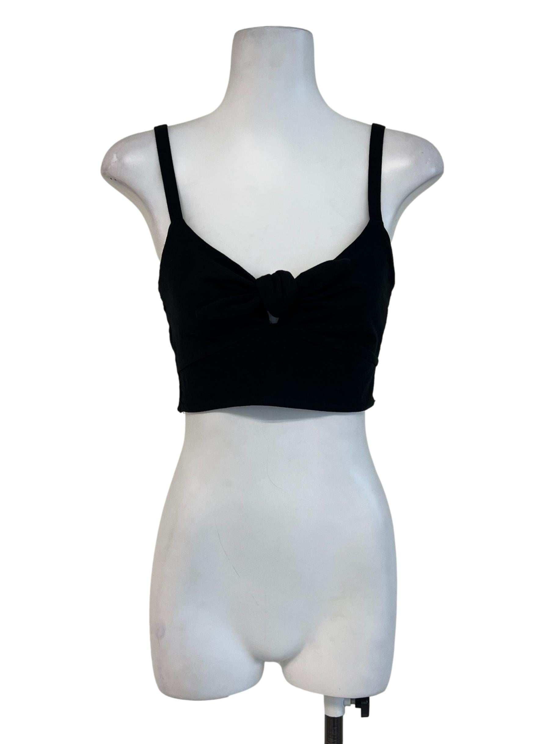 Zara Black Ribbon Crop Top | REFASH