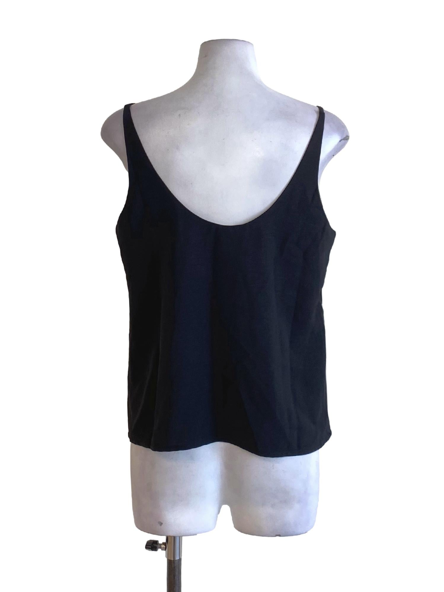 True Black Scoop Neck Loose Tank Top LB