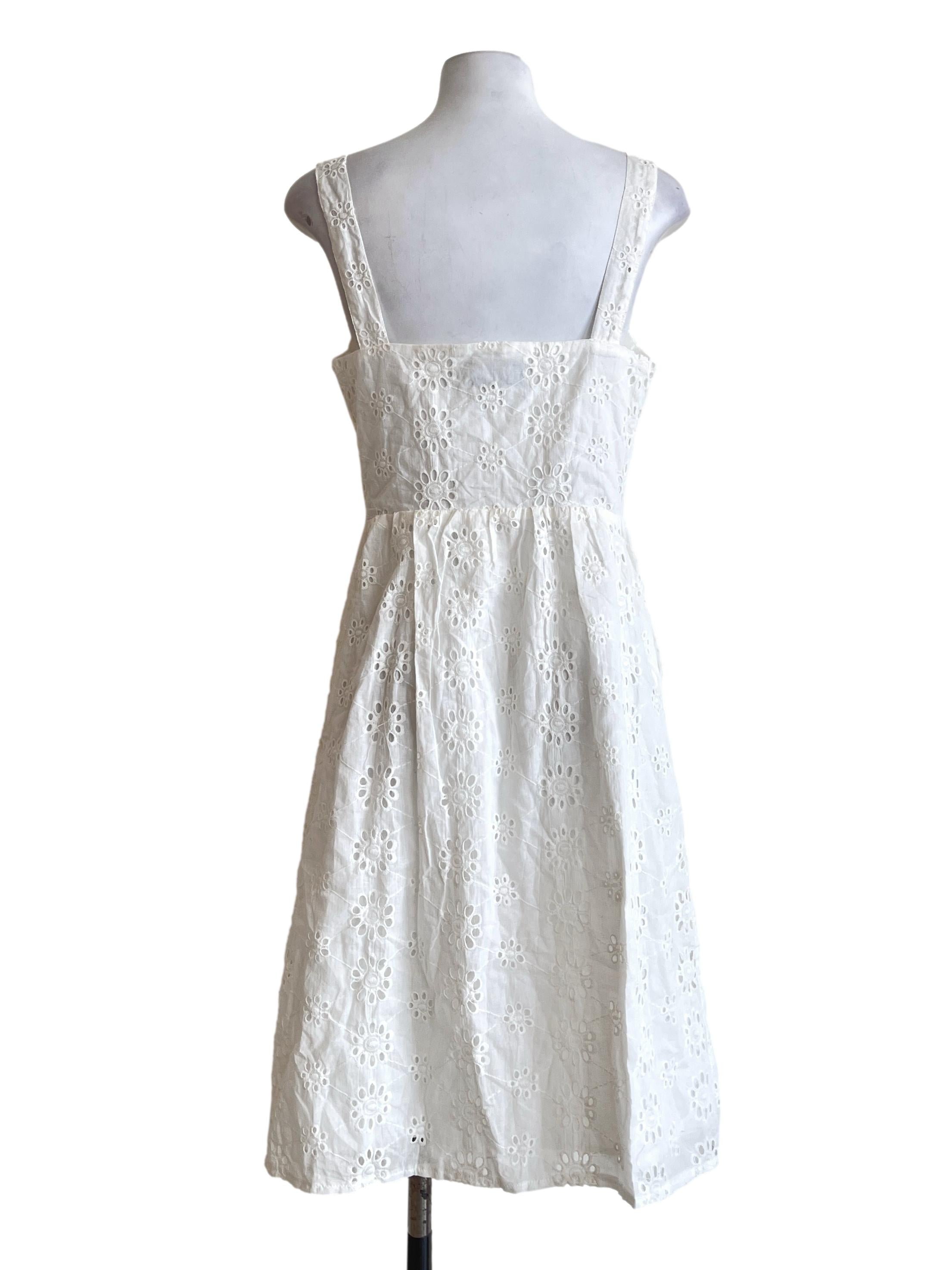 Pearl White Square Sleeveless A-Line Dress TTR