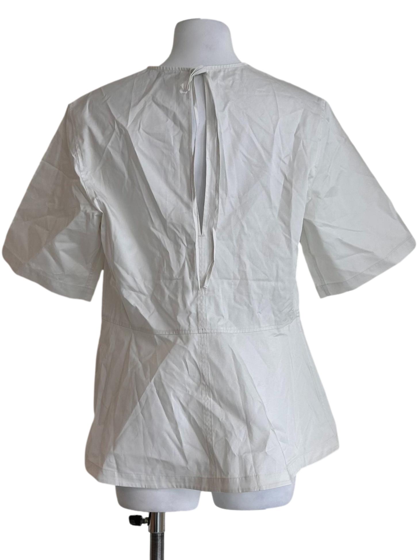 Structured White Short-Sleeved Blouse