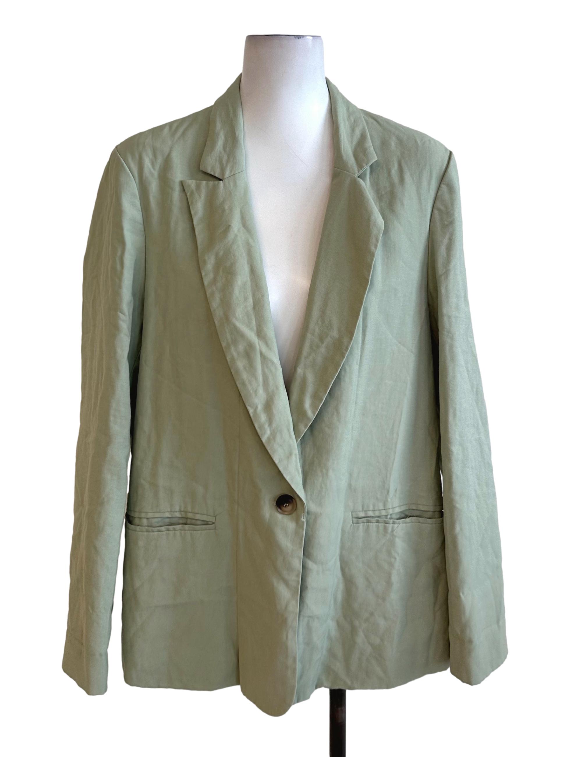 Pastel Green Collar Button Blazer