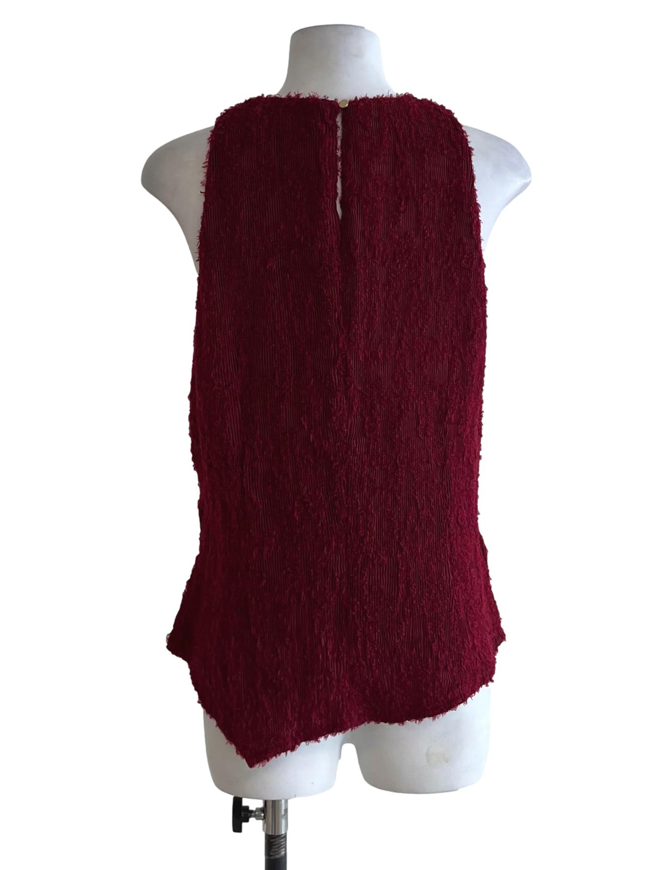 Blood Red Pleated Sleeveless Top