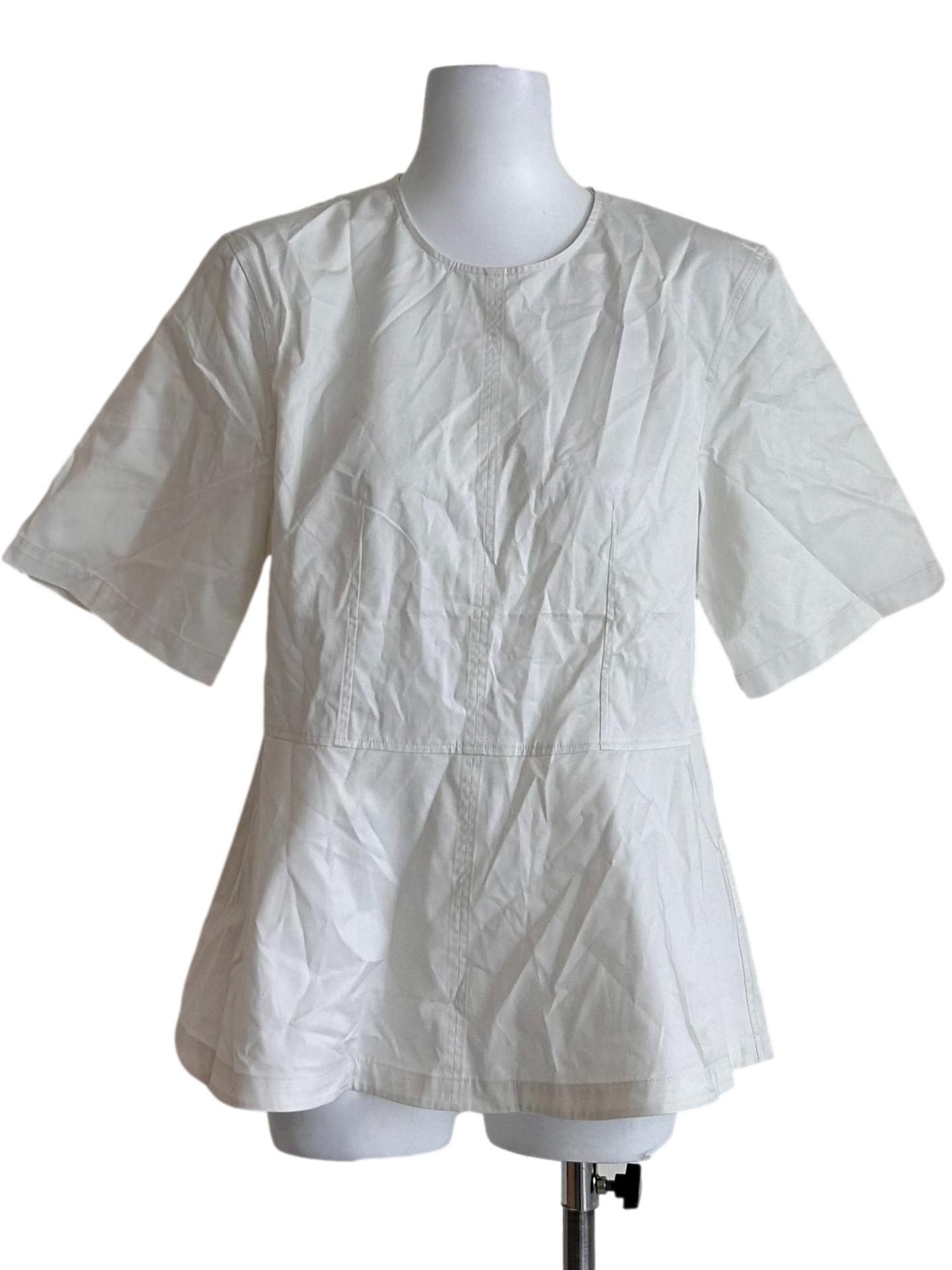 Structured White Short-Sleeved Blouse