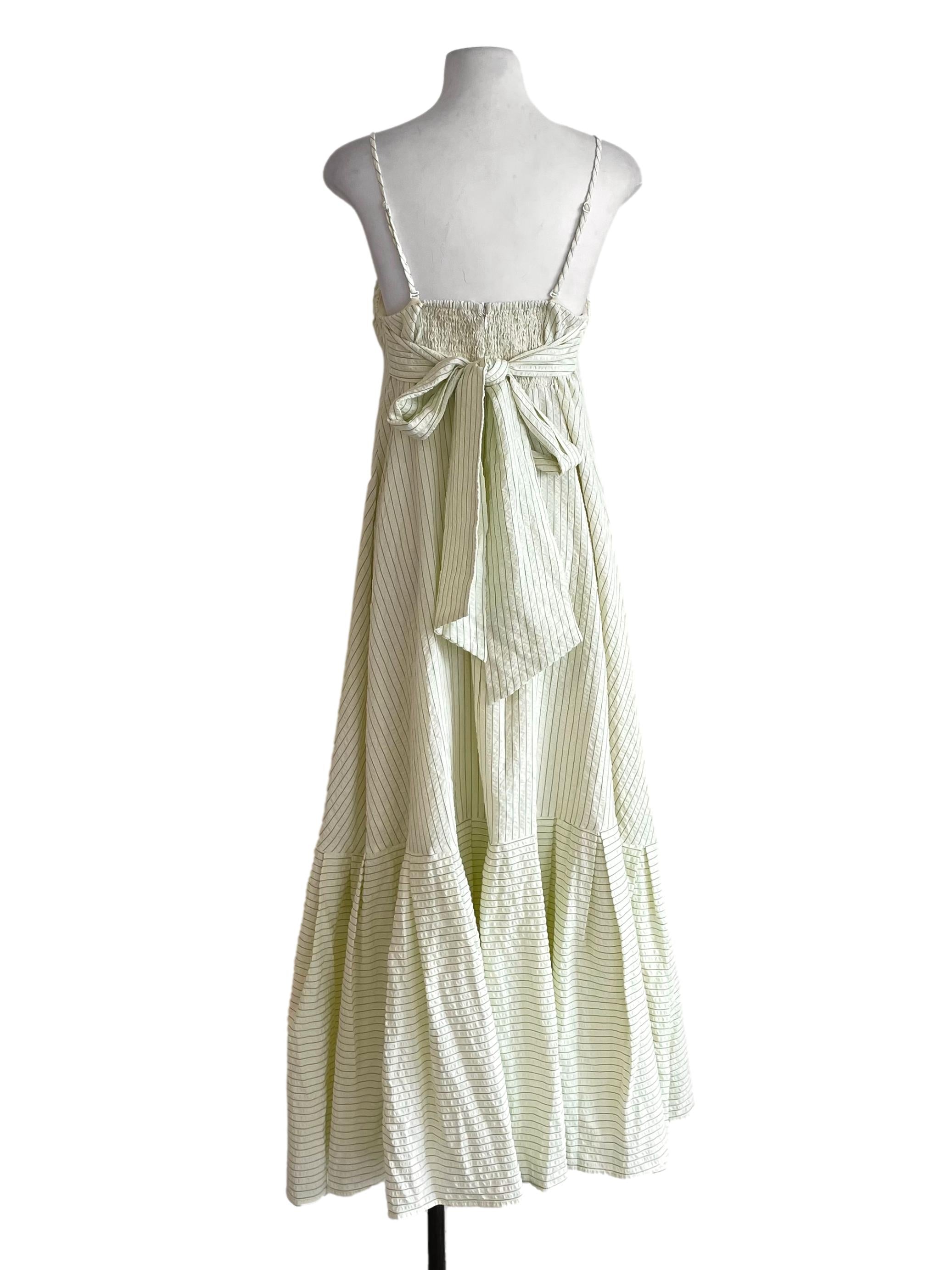 Banana Yellow Candy Stripes Back Knot Dress LB