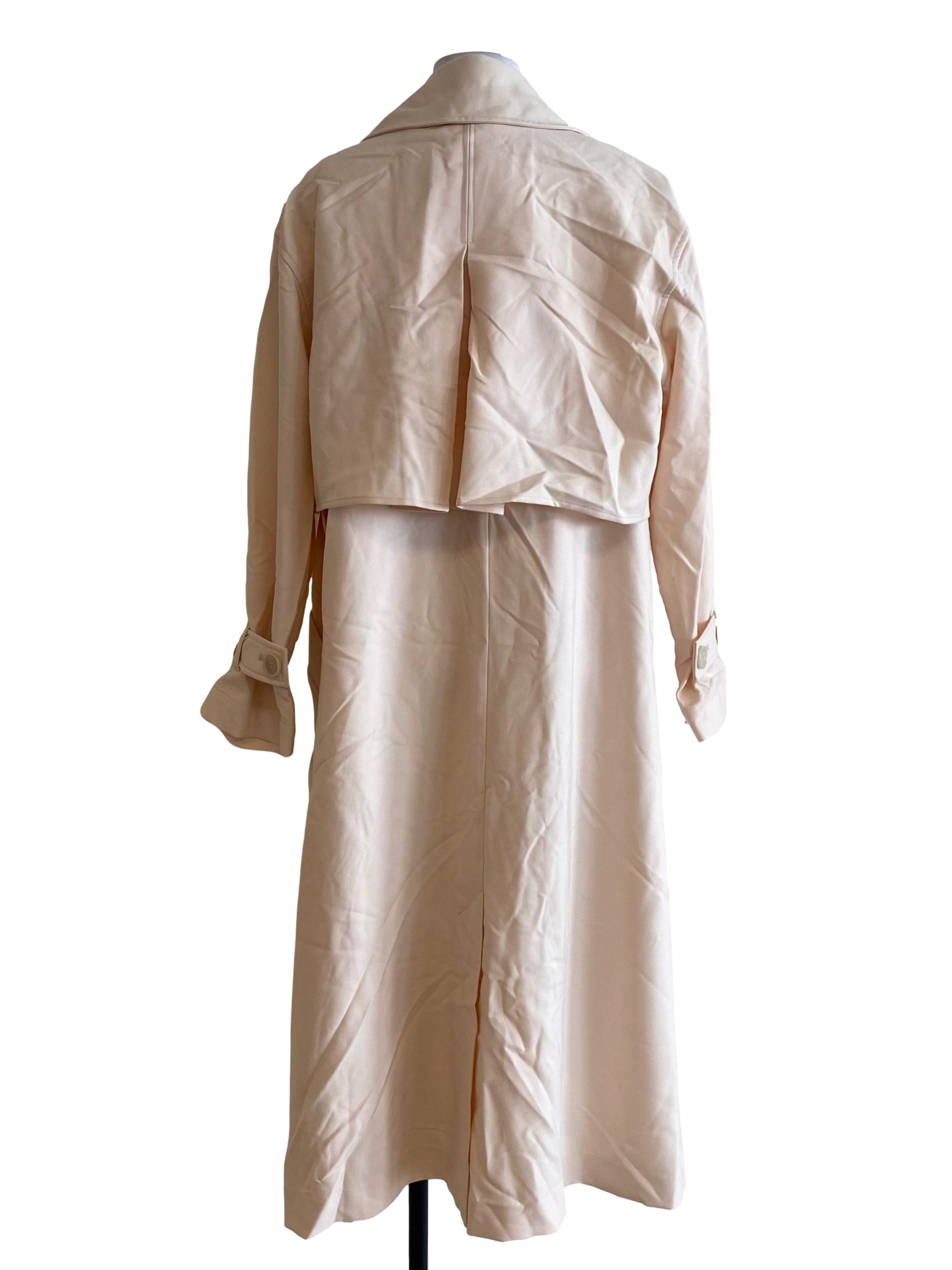 Peach White Long Wrap Jacket