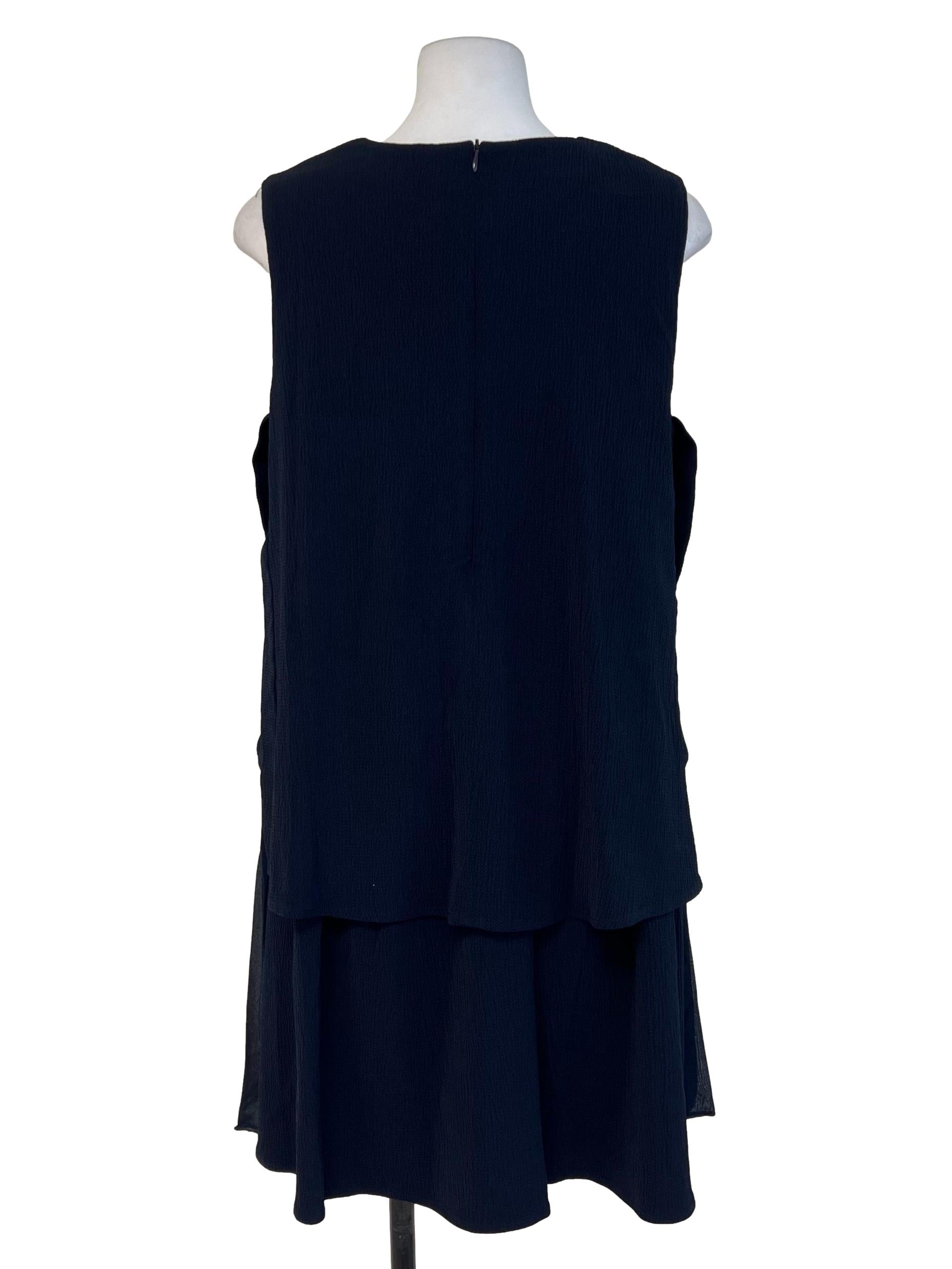 L'zzie Navy Blue Textured A Line Dress | REFASH