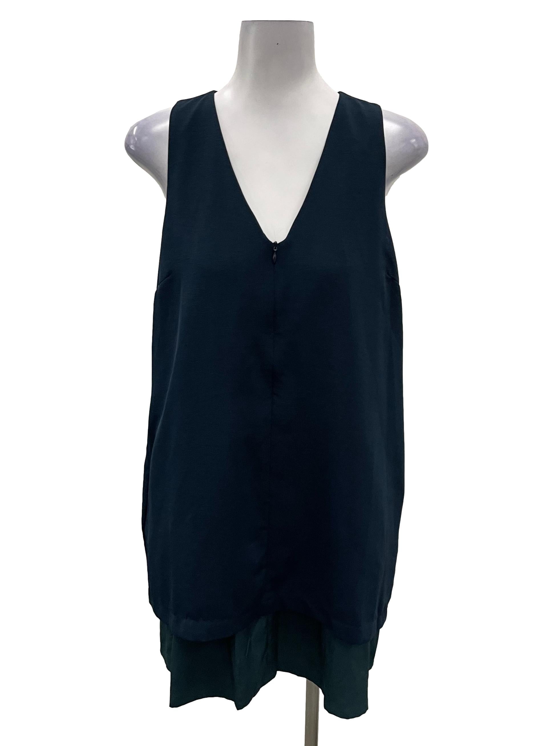 Klarra Navy Blue V-Neck Mini Shift Dress
