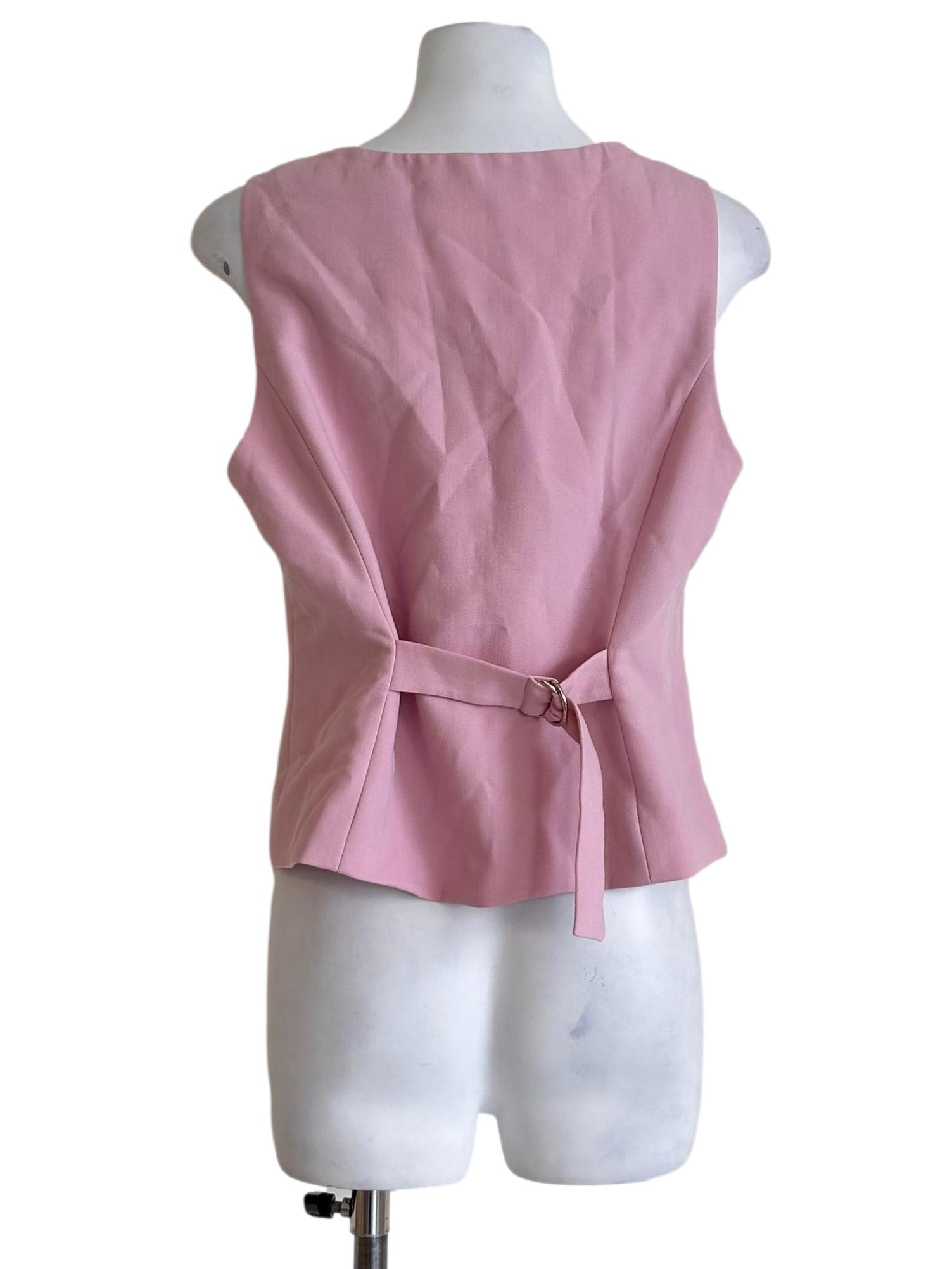 Buttoned Pink Square-Neck Vest
