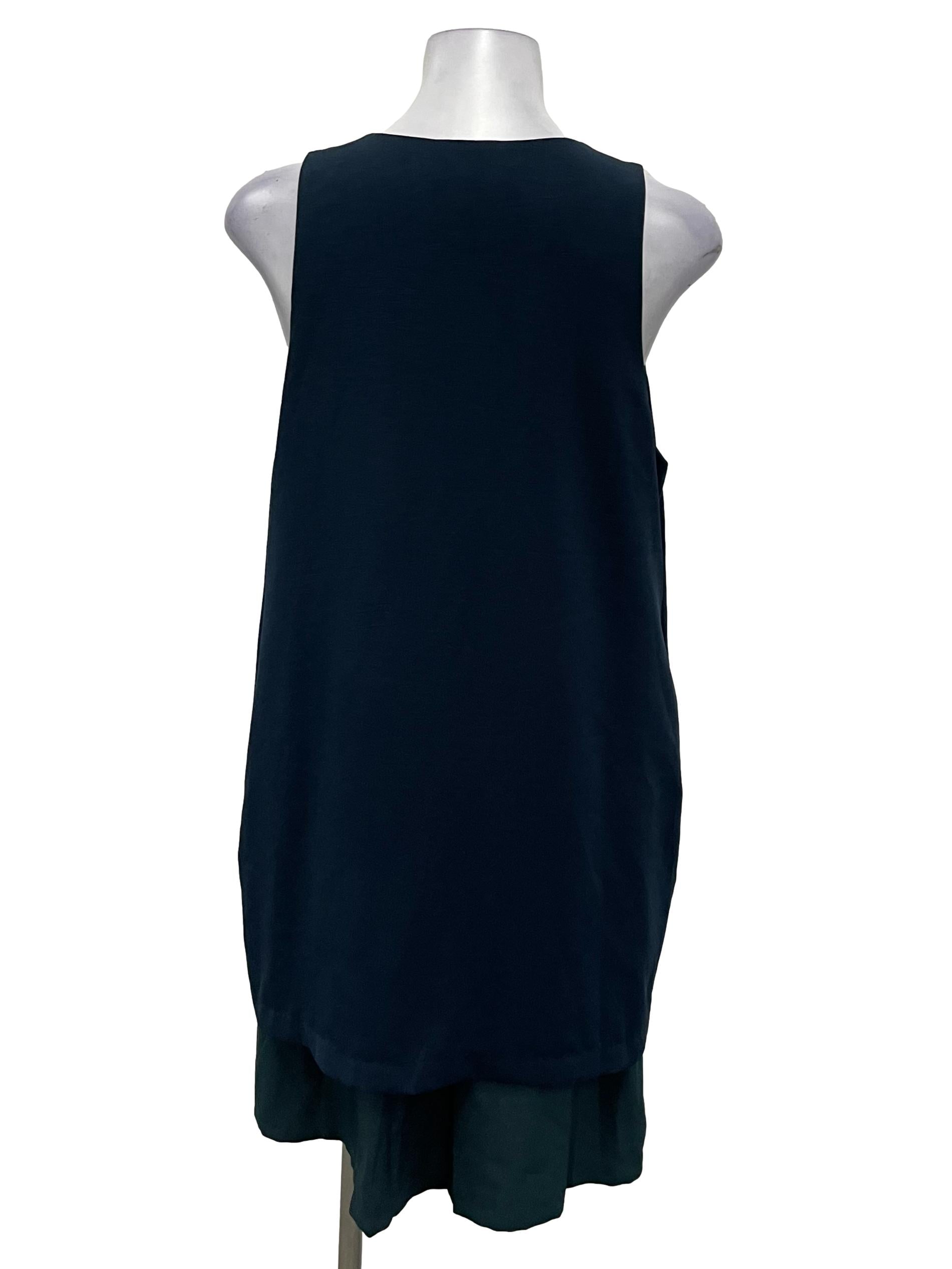 Klarra Navy Blue V-Neck Mini Shift Dress