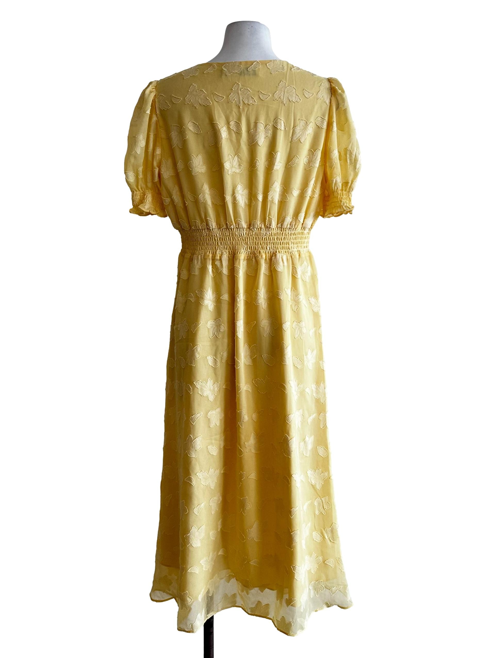Butter Yellow Floral Textured Dress